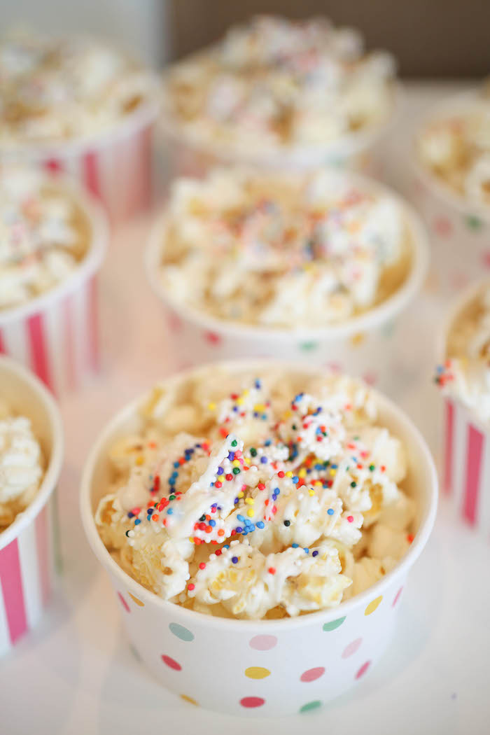 White Chocolate Popcorn with Sprinkles