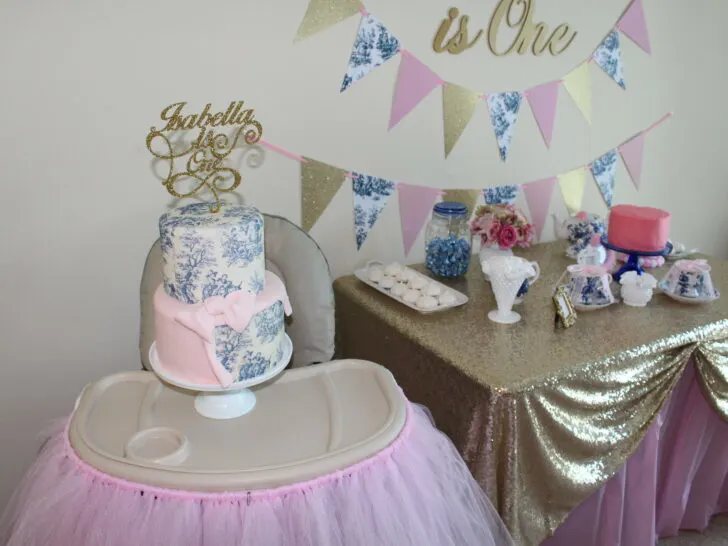 Pink, Gold and Toile First Birthday Party