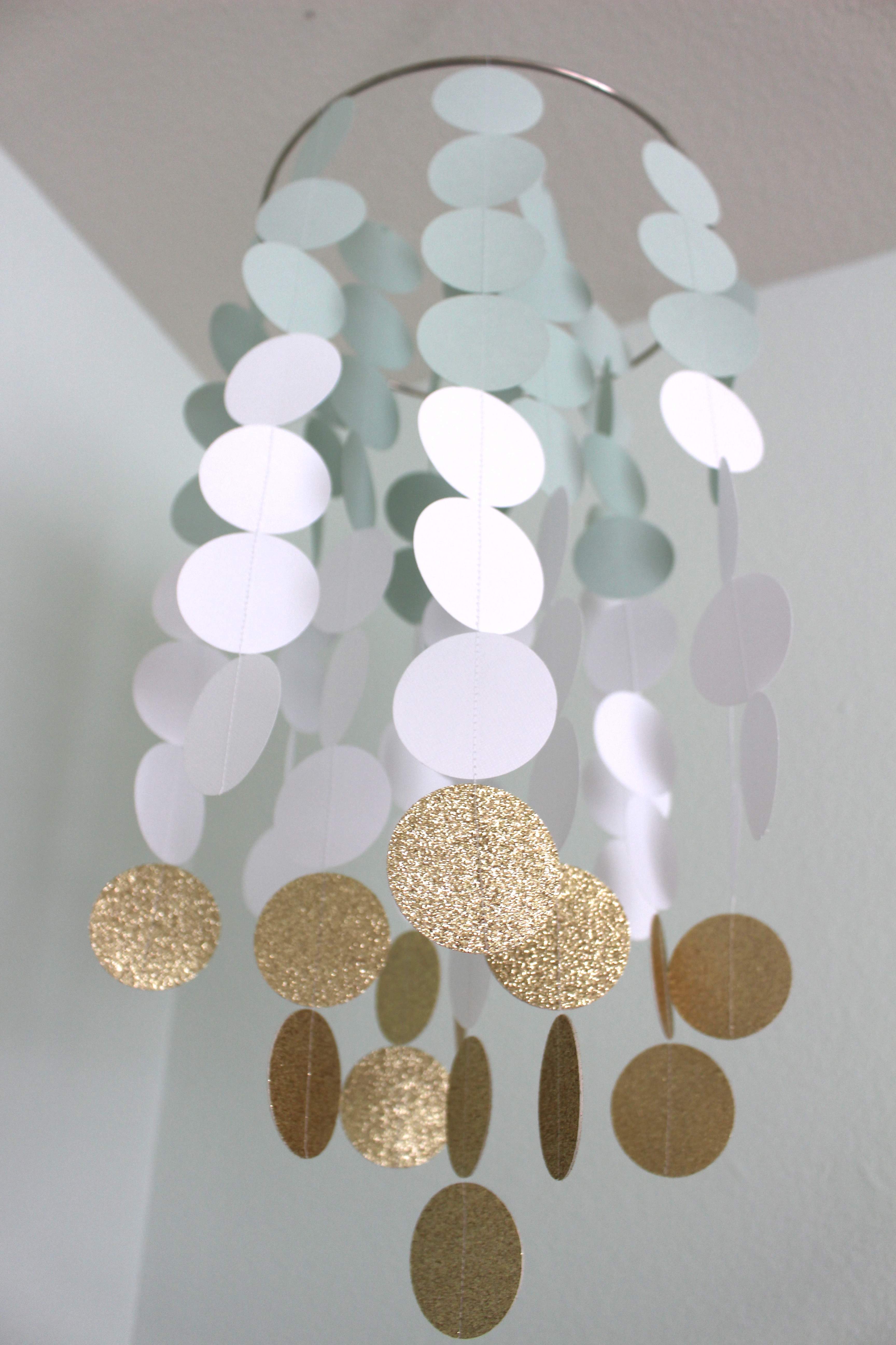 Mint, White and Gold Paper Chandelier Mobile