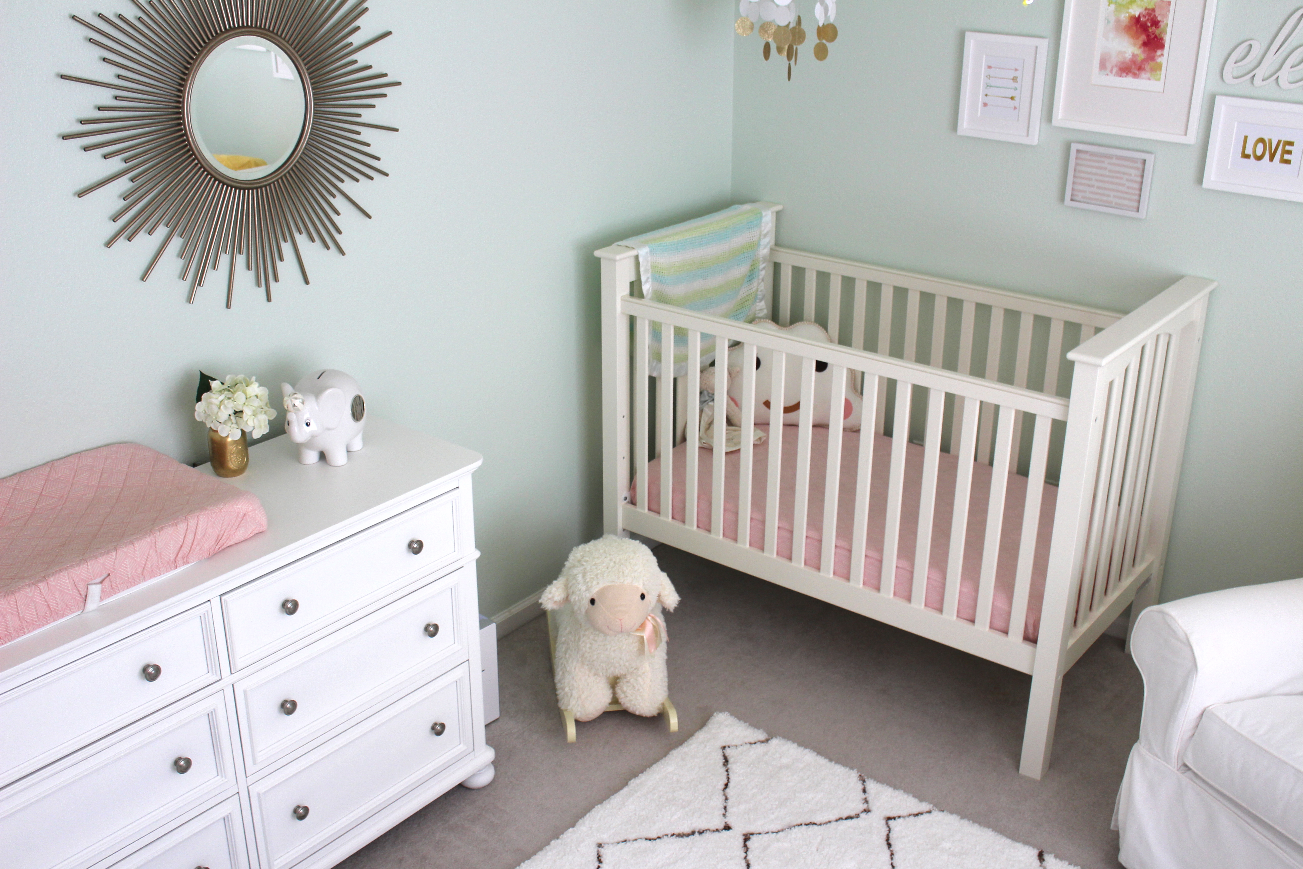 Mint and grey store nursery