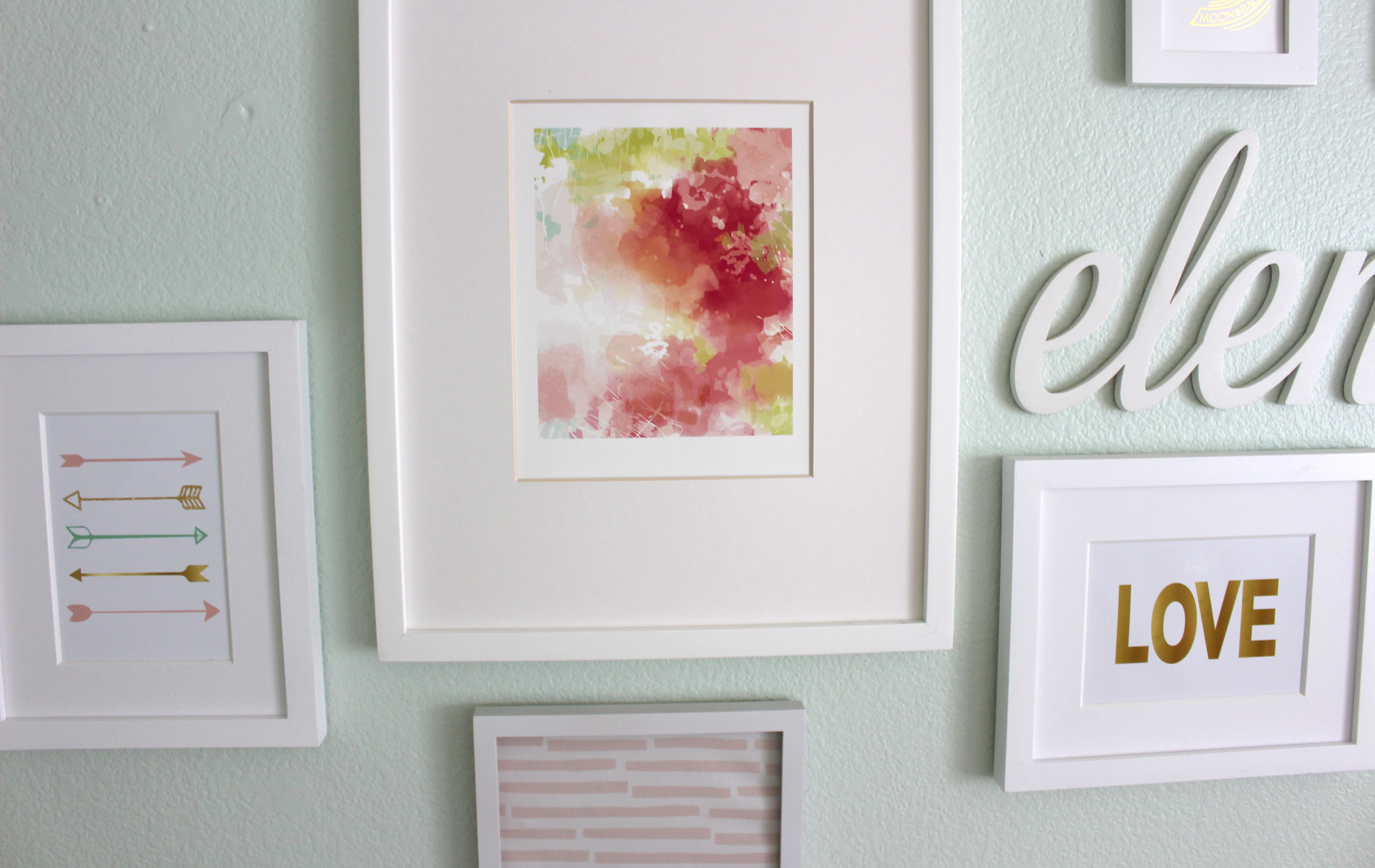 Pink, Mint and Gold Gallery Wall