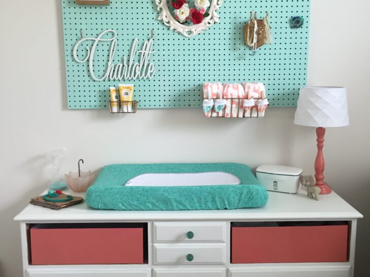 Aqua Pegboard over Changing Table