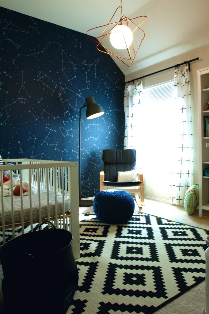 Modern Boy's Nursery with Constellation Accent Wall - Project Nursery