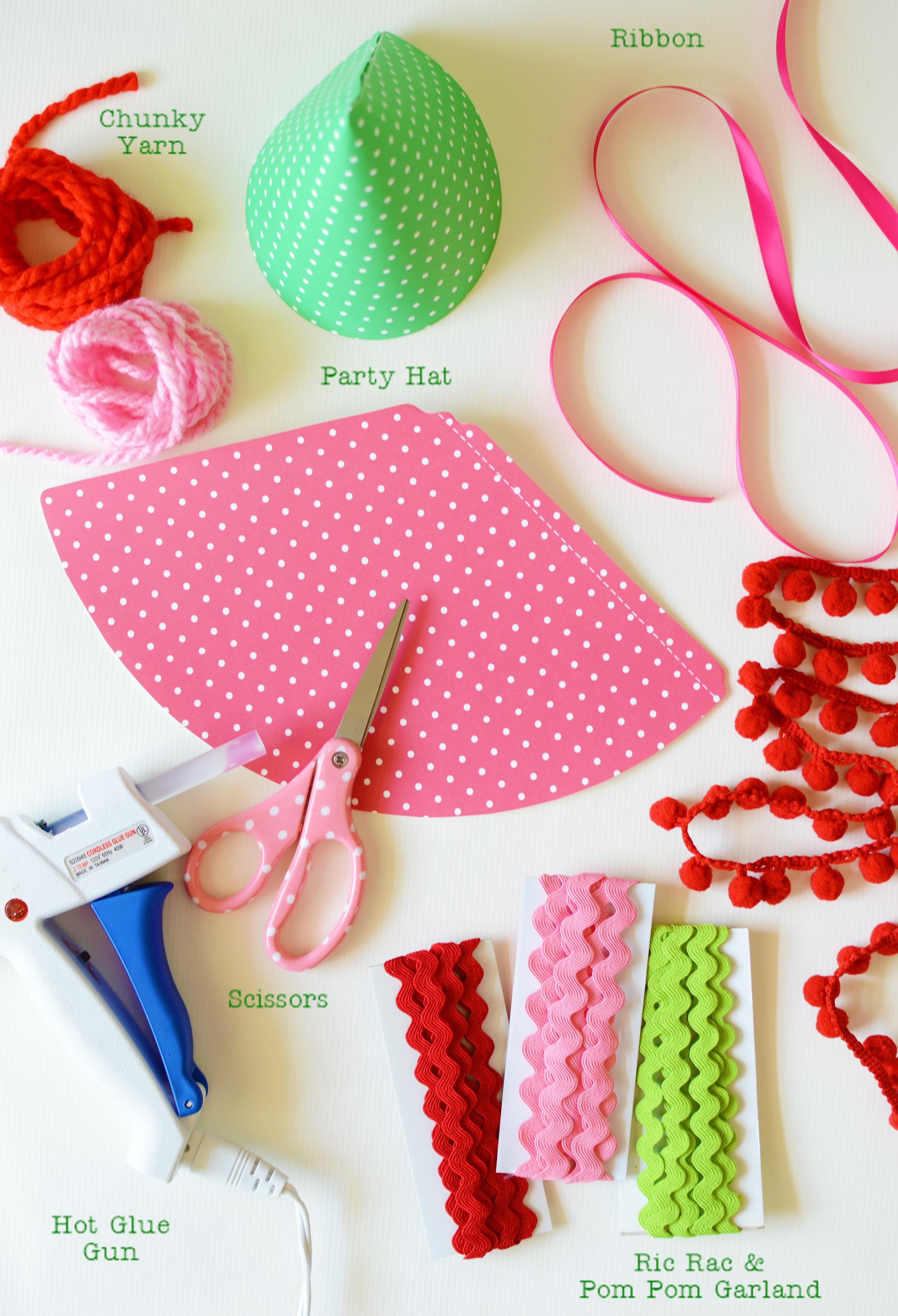 DIY Watermelon Party Hat Supplies