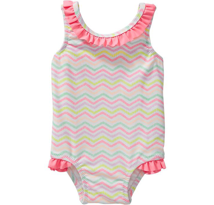 Ruffle Trimmed Baby Girl Bathing Suit