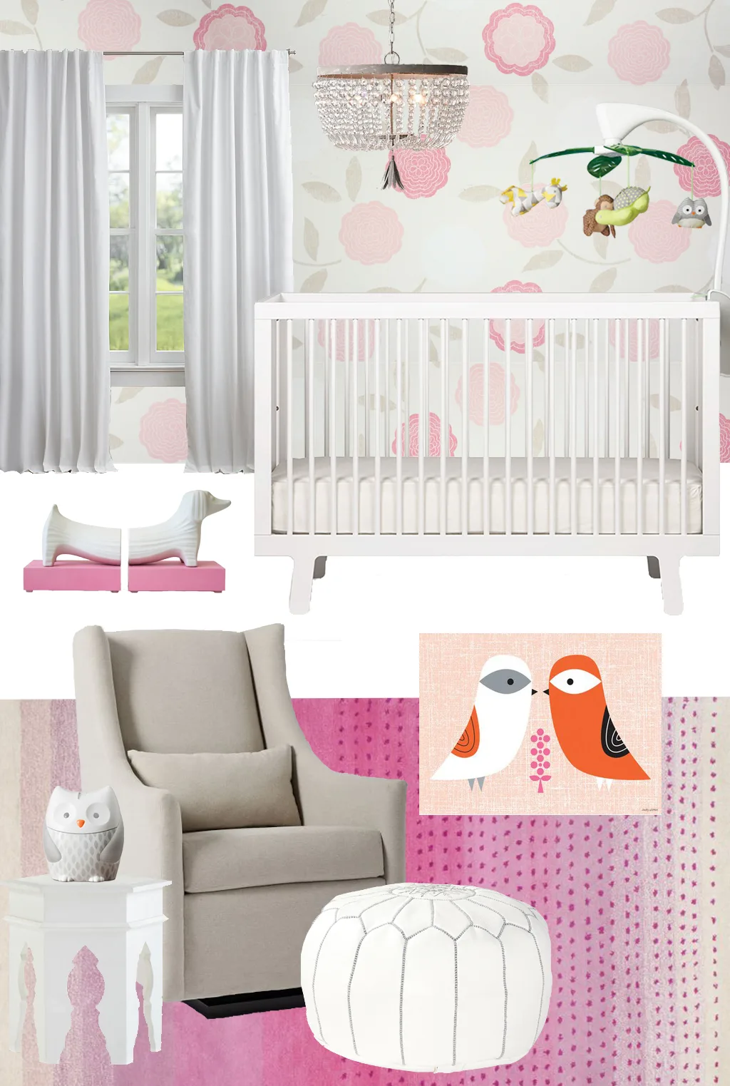 Pink and Gray Nursery Design Board - Project Nursery