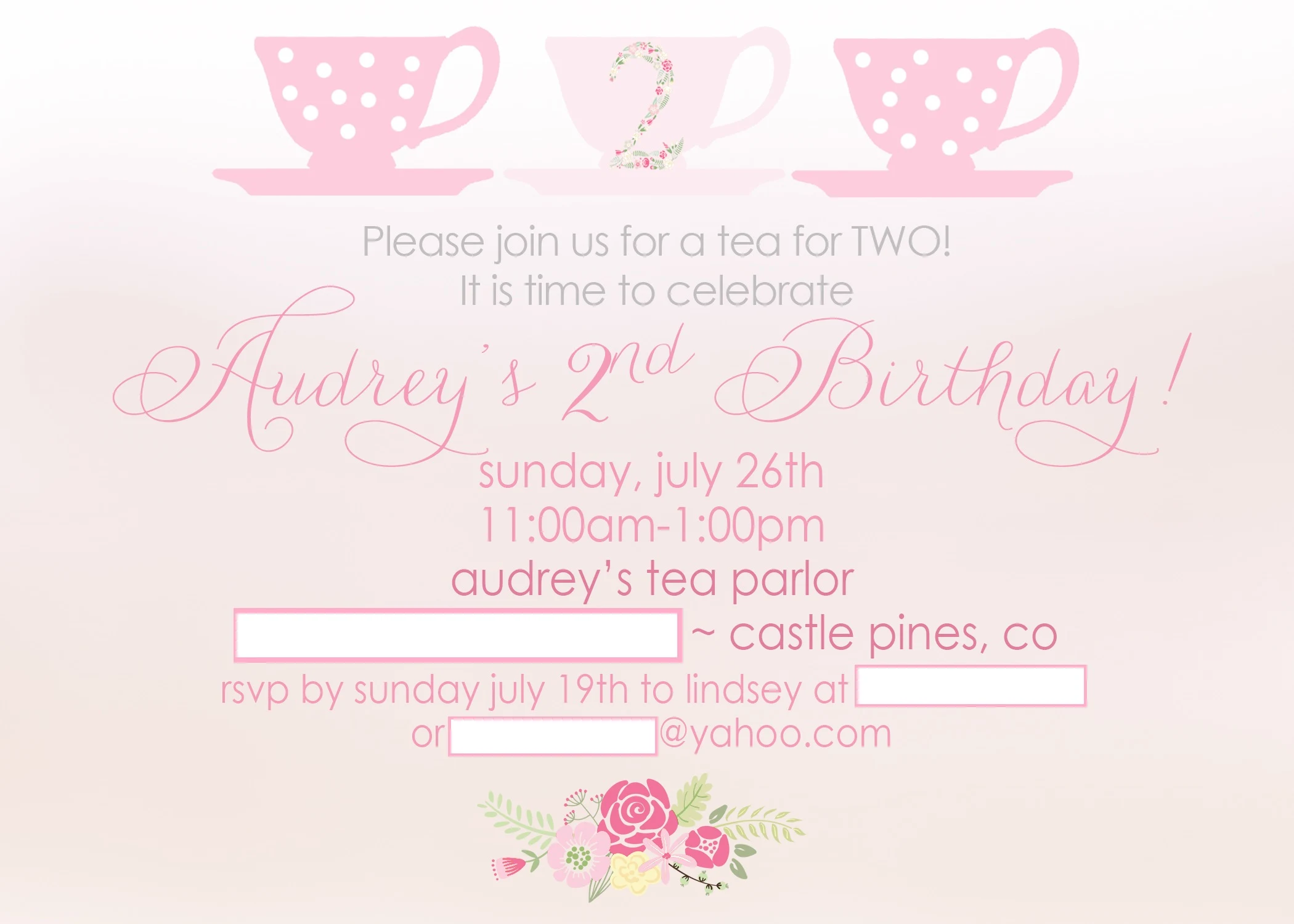 Tea for Two Birthday Party Invitation