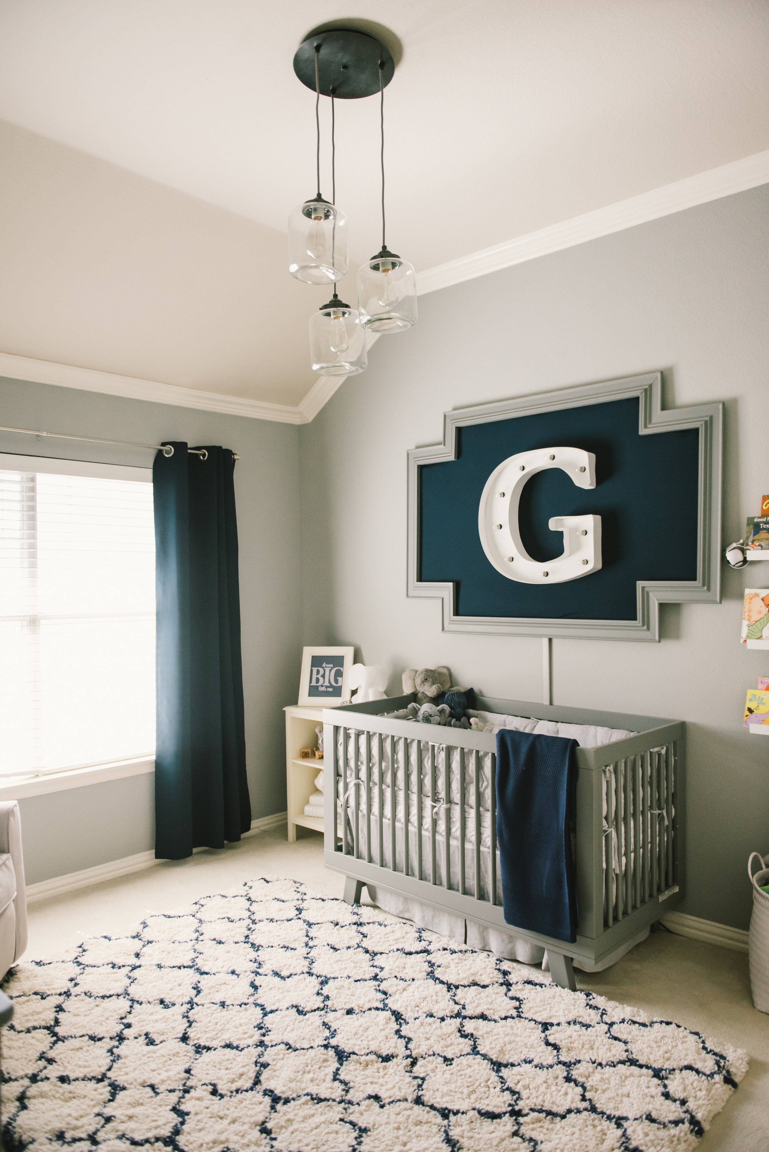 Modern Grey, Navy and White Nursery