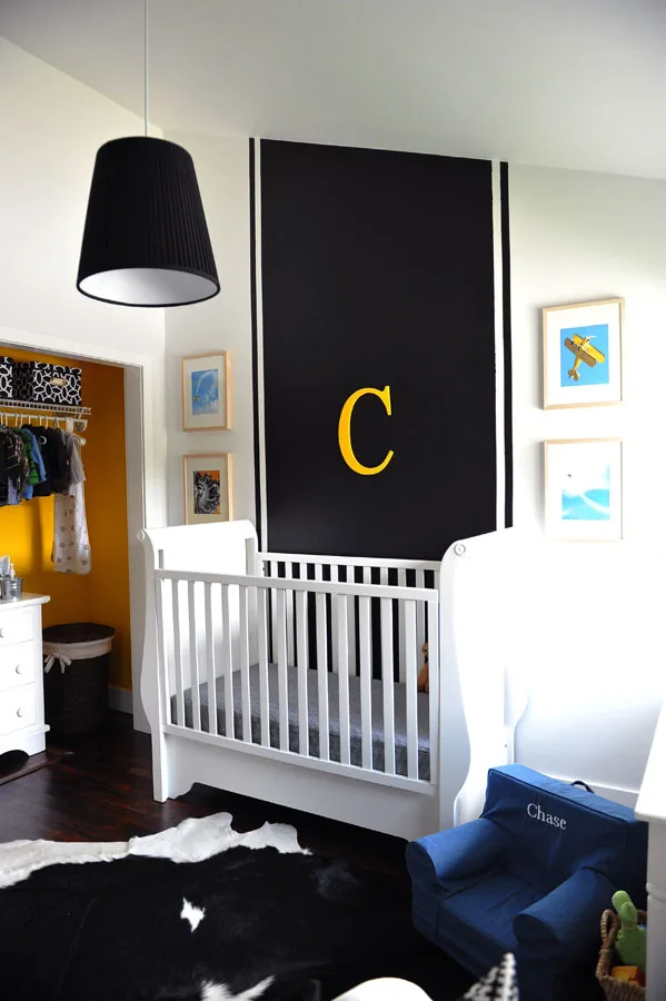 Modern Black and White Nursery with Yellow Accents - Project Nursery