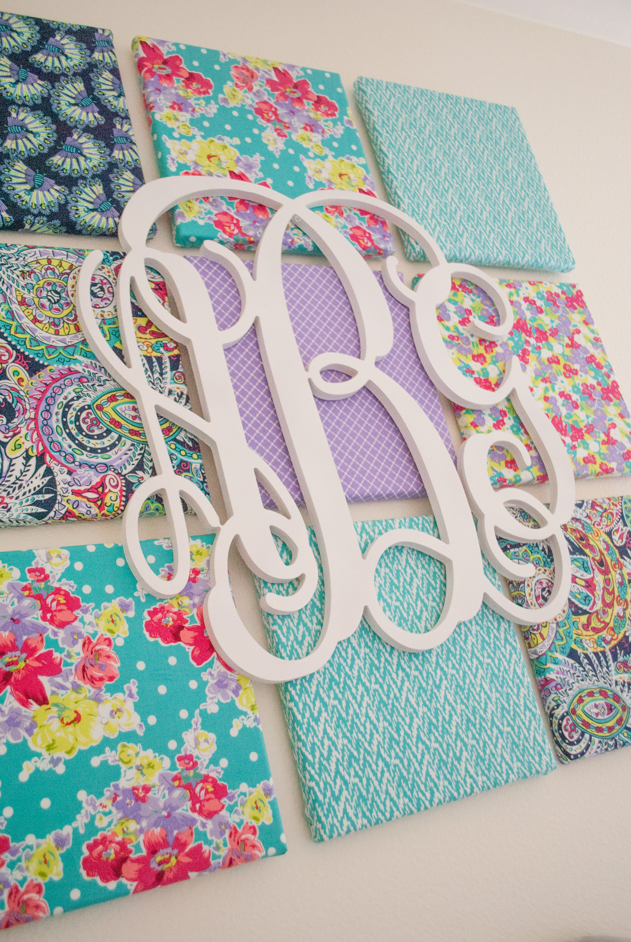 Fabric Canvas and Monogram Wall Art