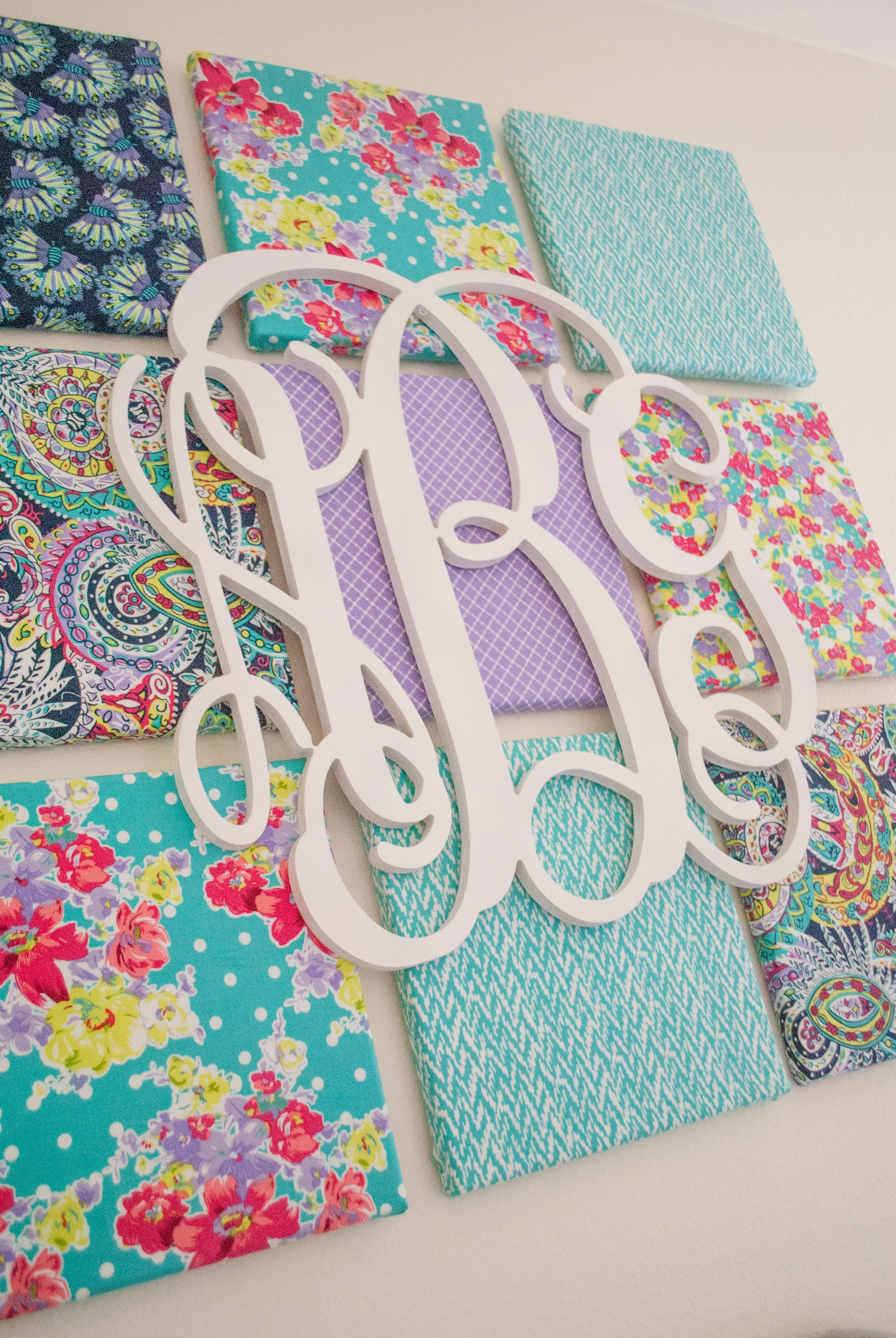 Fabric Canvas and Monogram Wall Art