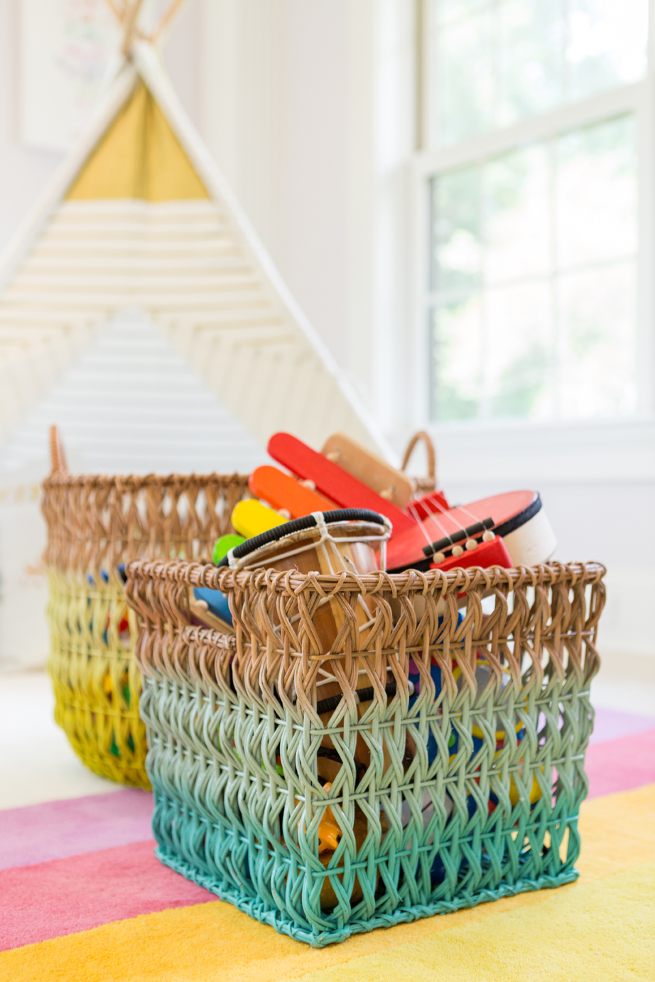 Ombre Rattan Baskets from The Land of Nod - Project Nursery