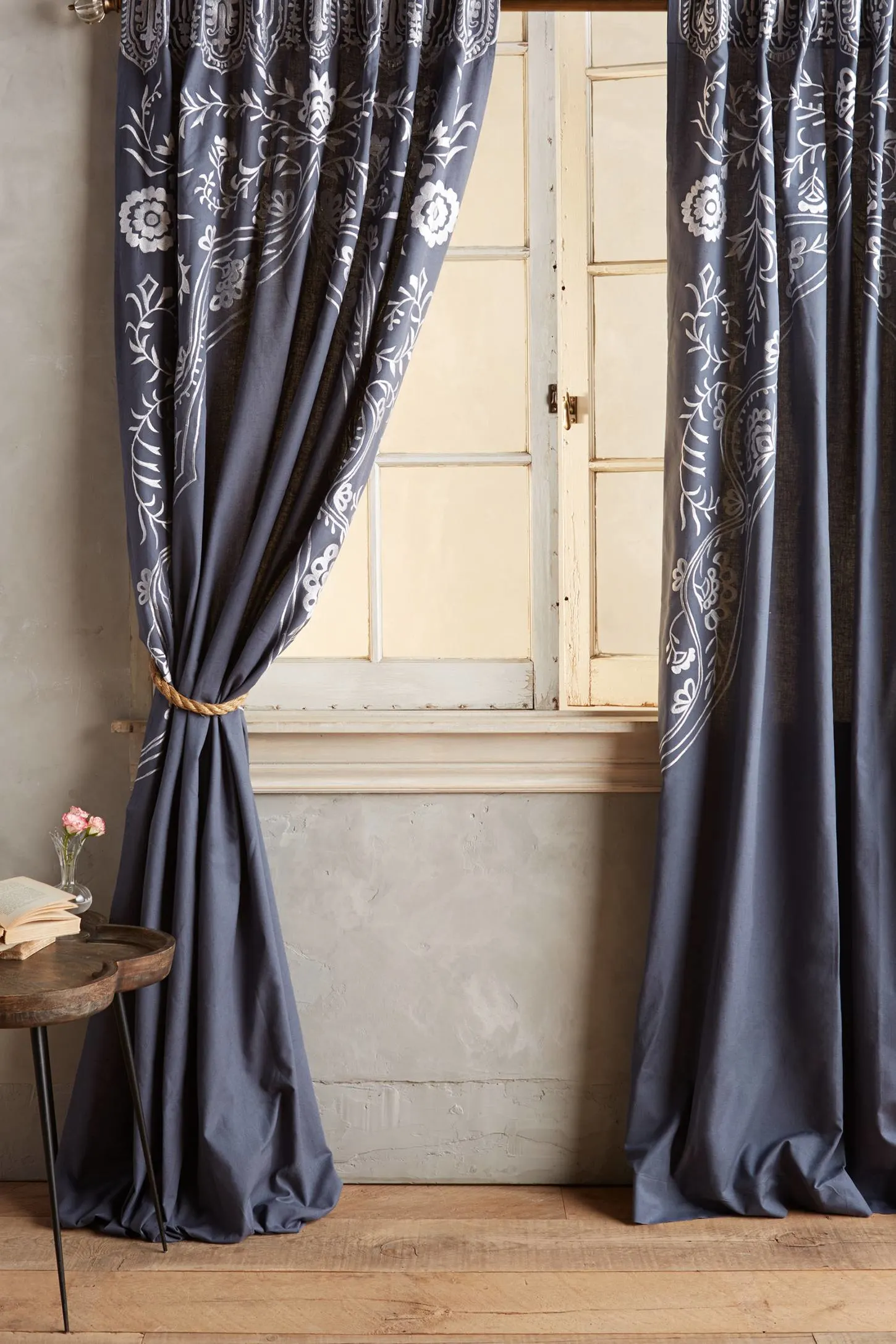 Embroidered Navy Curtains from Anthropologie