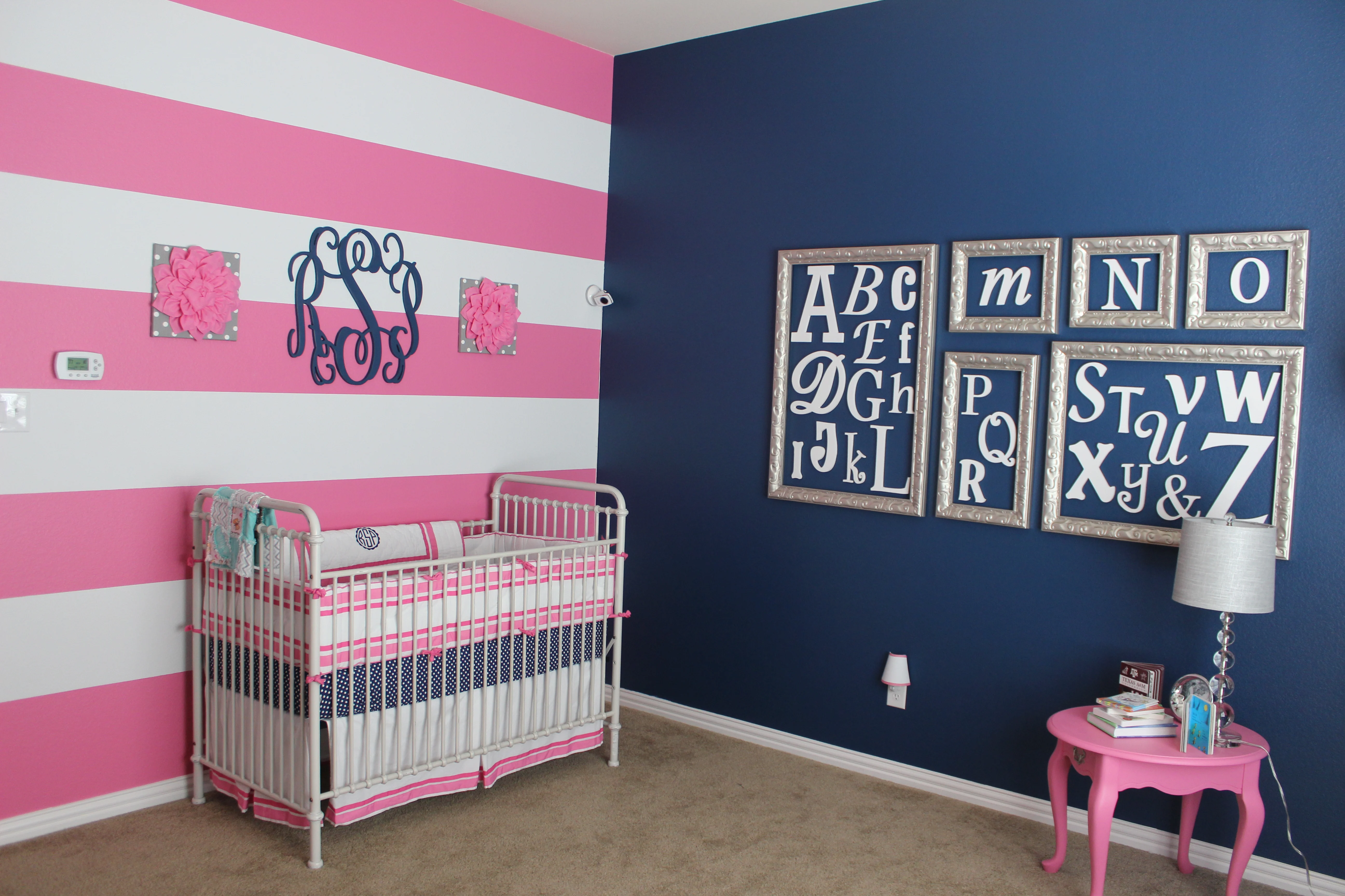 Pink, Grey and Navy Nursery