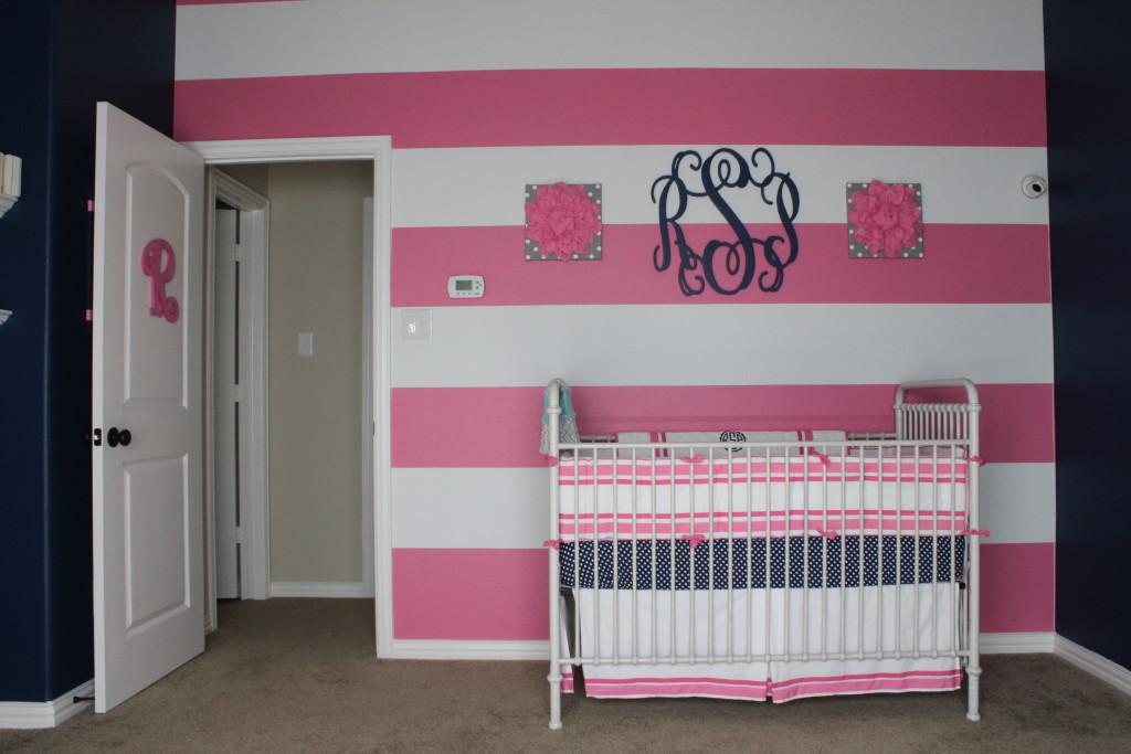 Pink and White Striped Accent Wall
