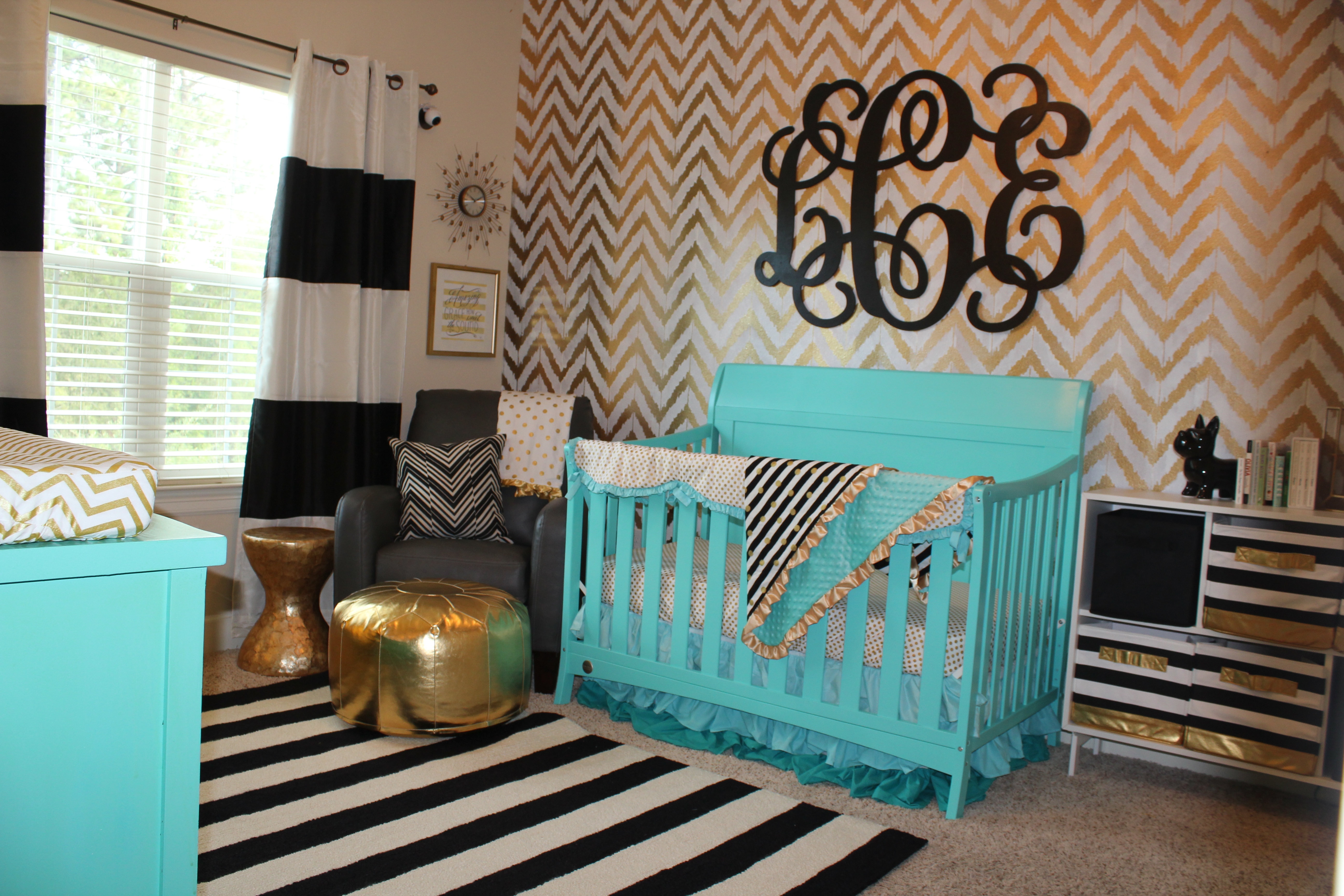 Aqua, Gold & Black Nursery