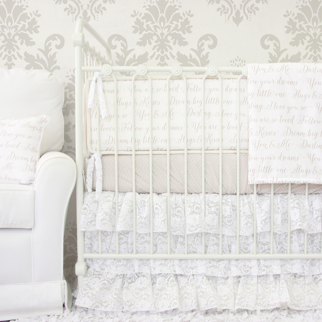 white lace crib skirt