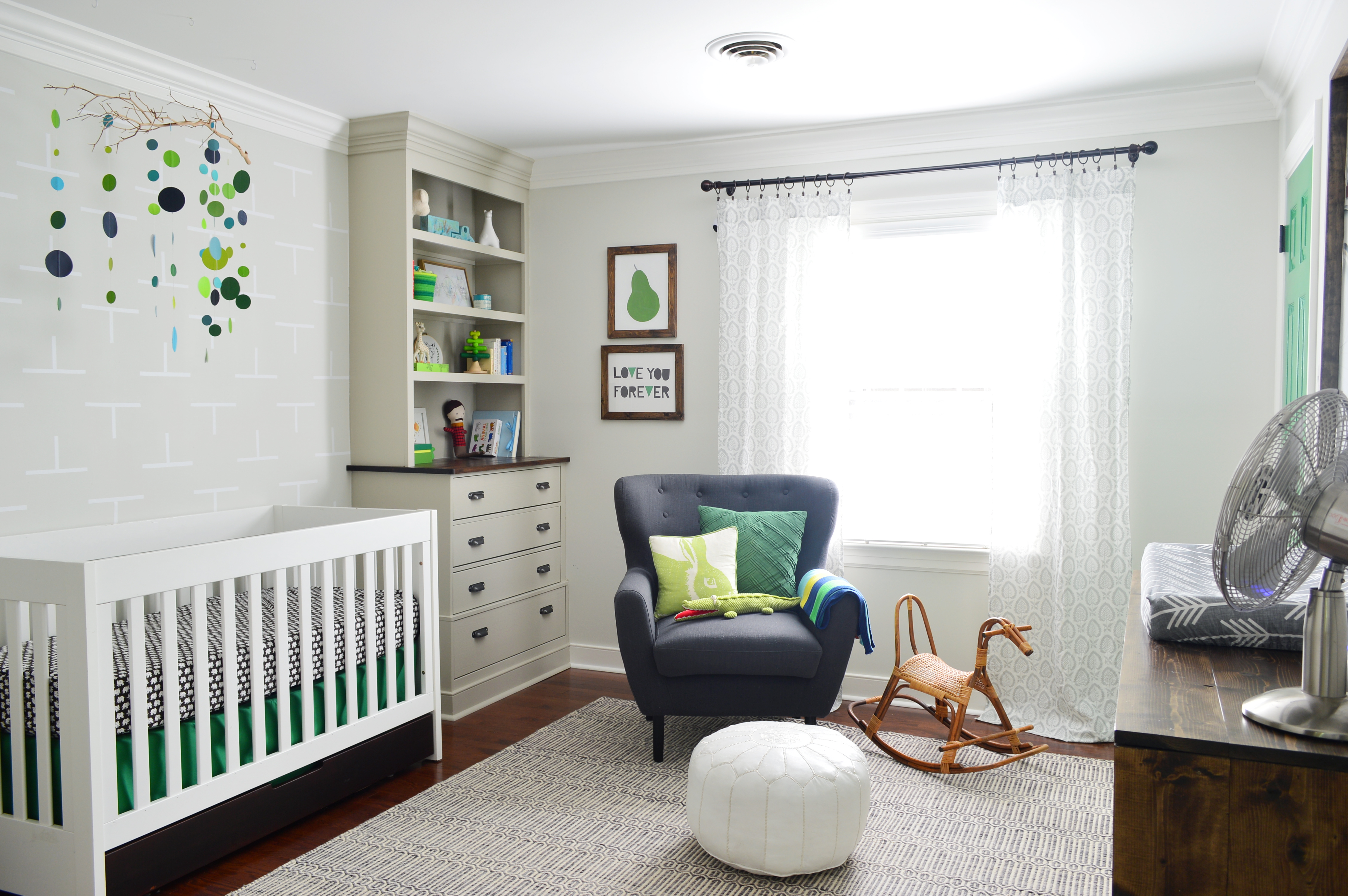 Gray and Green Boy's Nursery - Young House Love Nursery