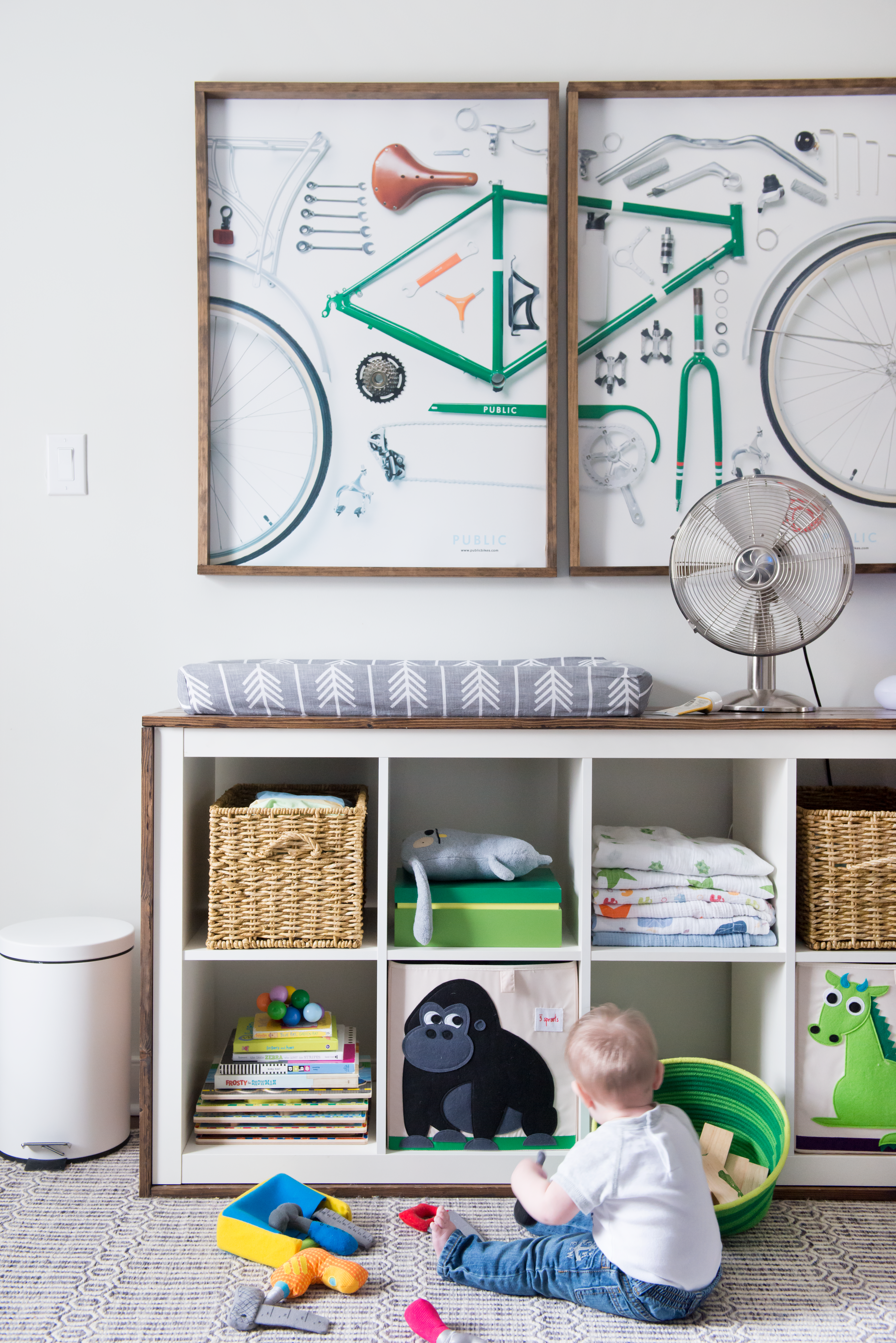 Bike Art and Customized IKEA Expedit Nursery Storage