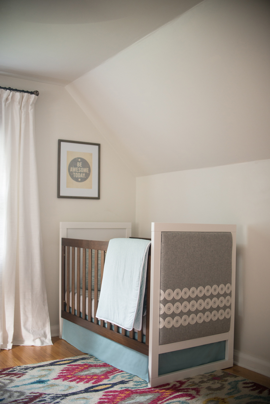 Crib with Custom Upholstered End Panel - Project Nursery