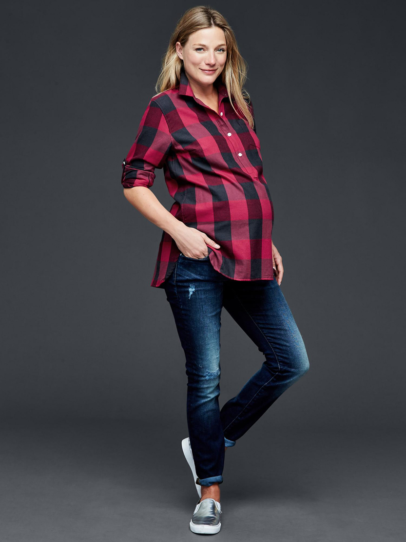 Buffalo Plaid Rolled Sleeve Popover from Gap
