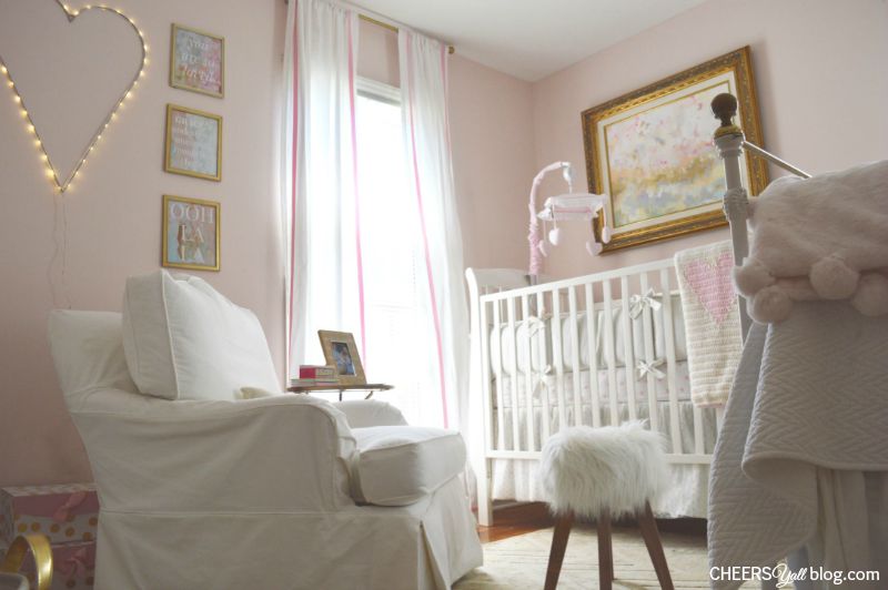 Lovely Pink and White Nursery with Gold Accents