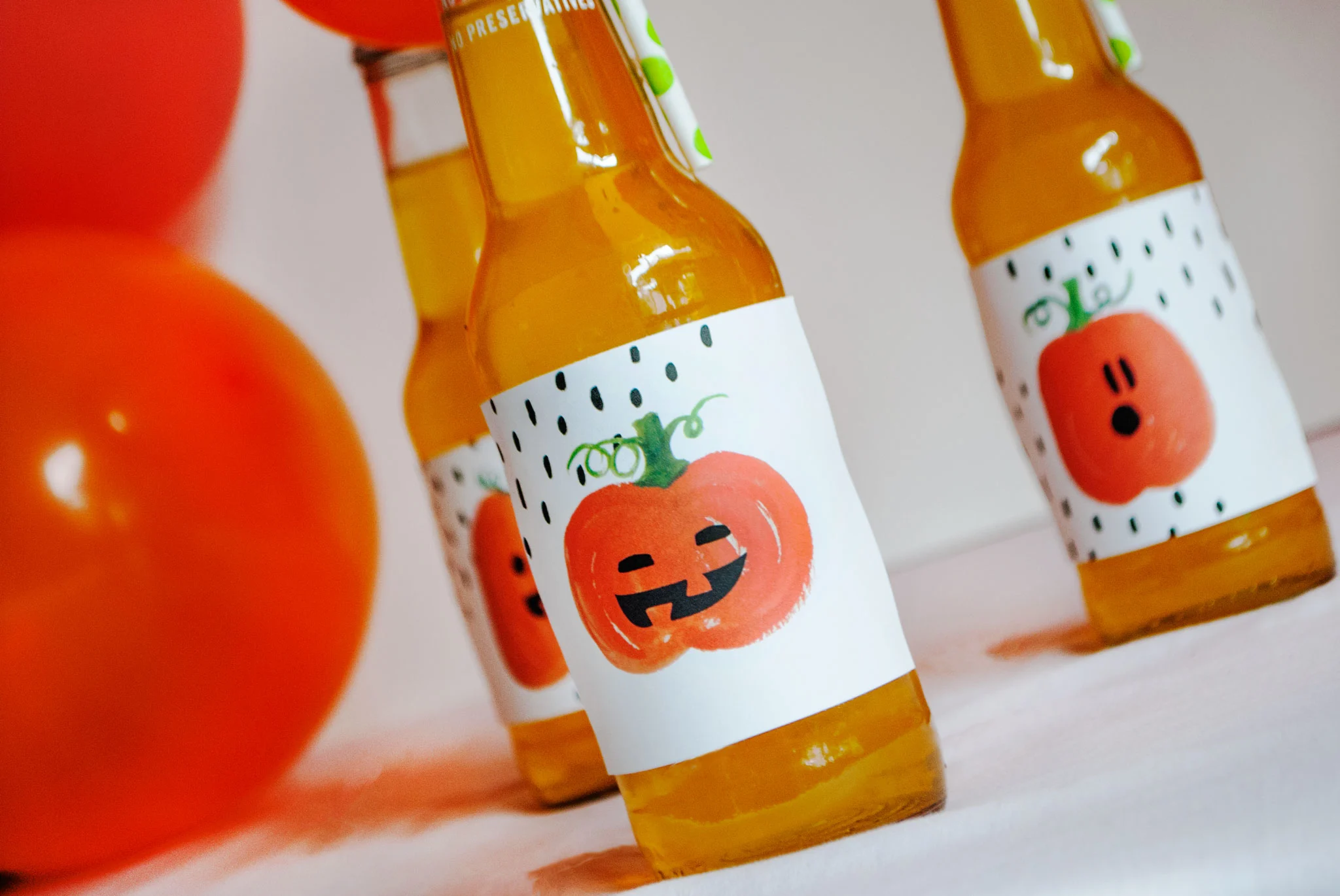 DIY Jack-o-Lantern Bottle Labels