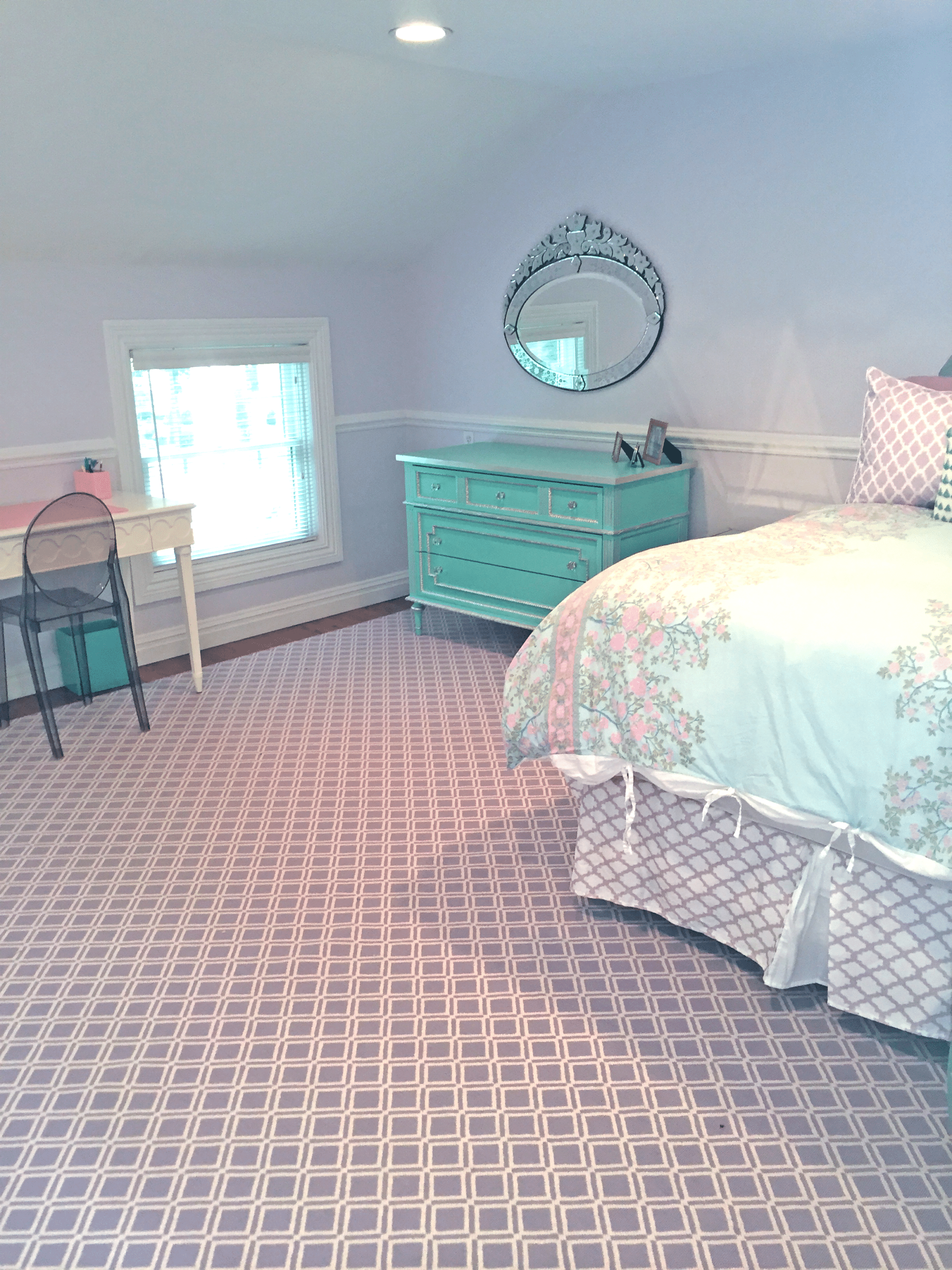 Turquoise and Lavender Tween Room