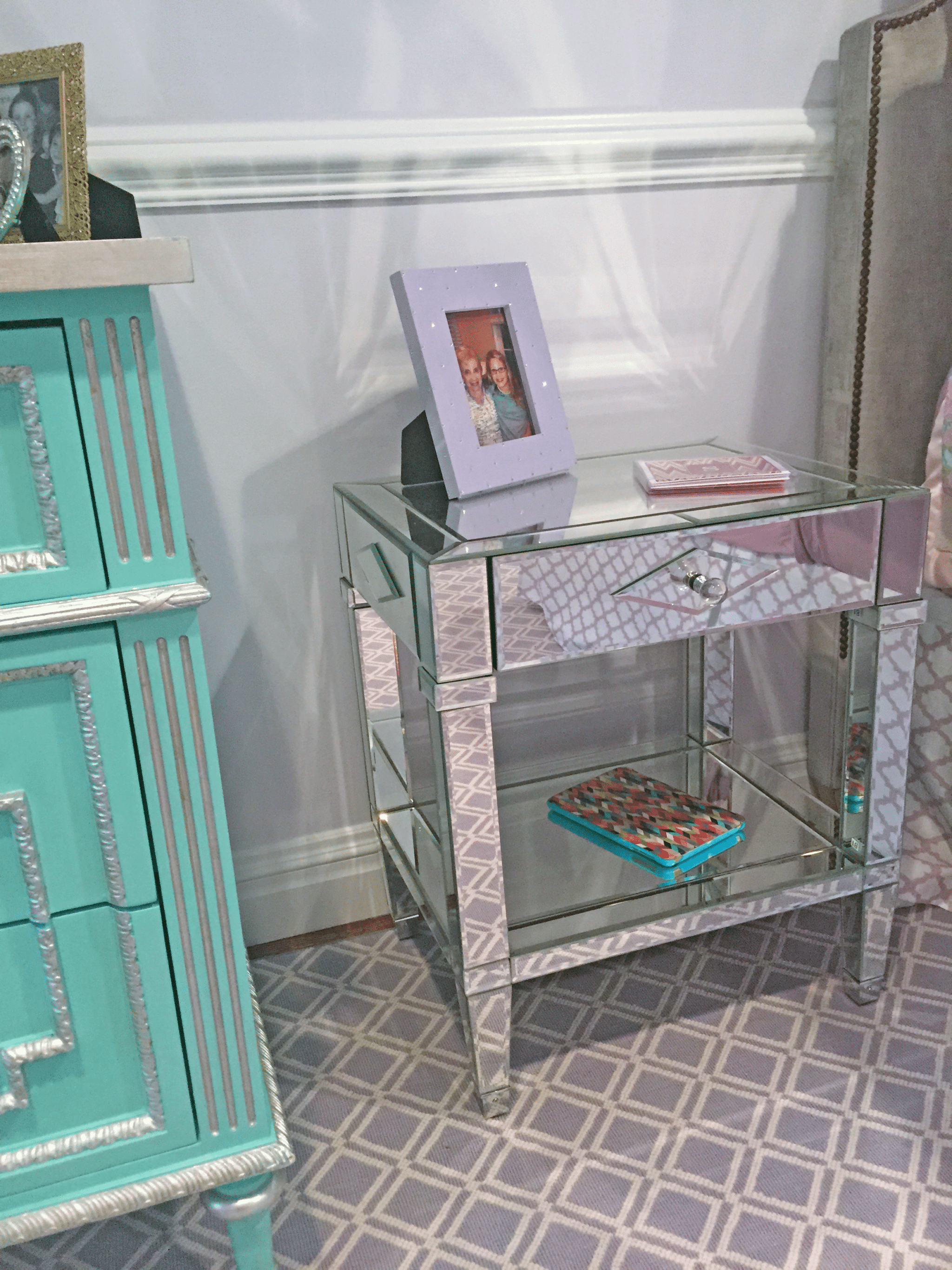 Mirrored Side Table in Girl's Room