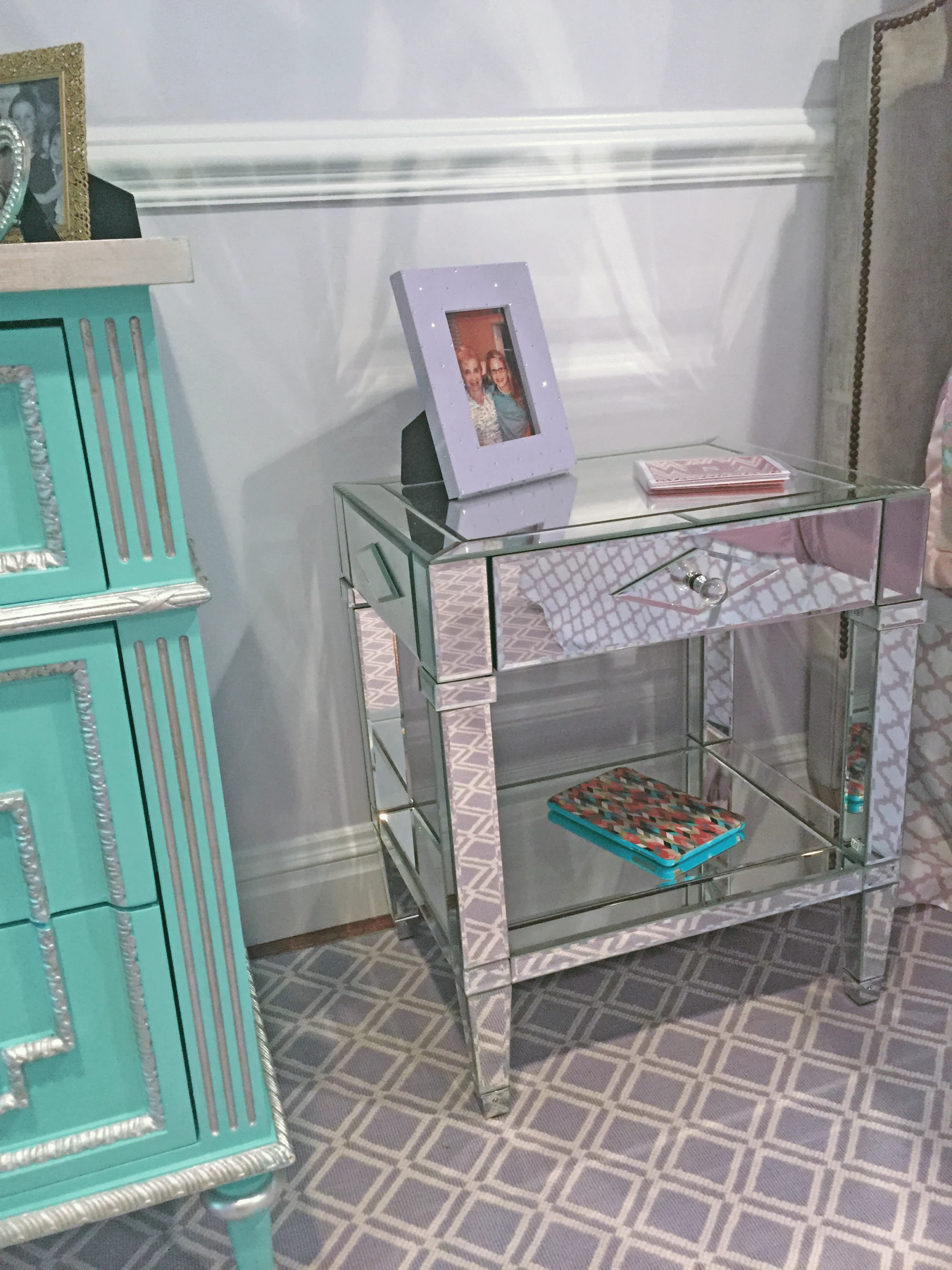 Mirrored Side Table in Girl's Room