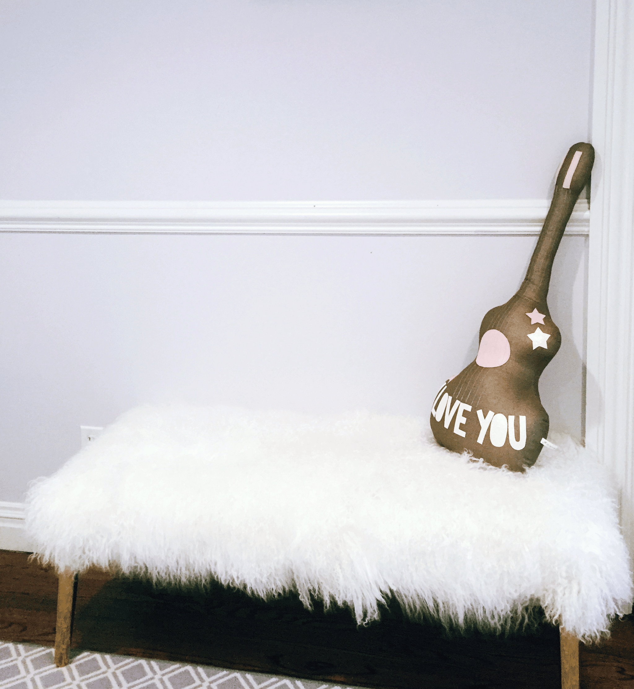 Fuzzy Bench and Guitar Pillow