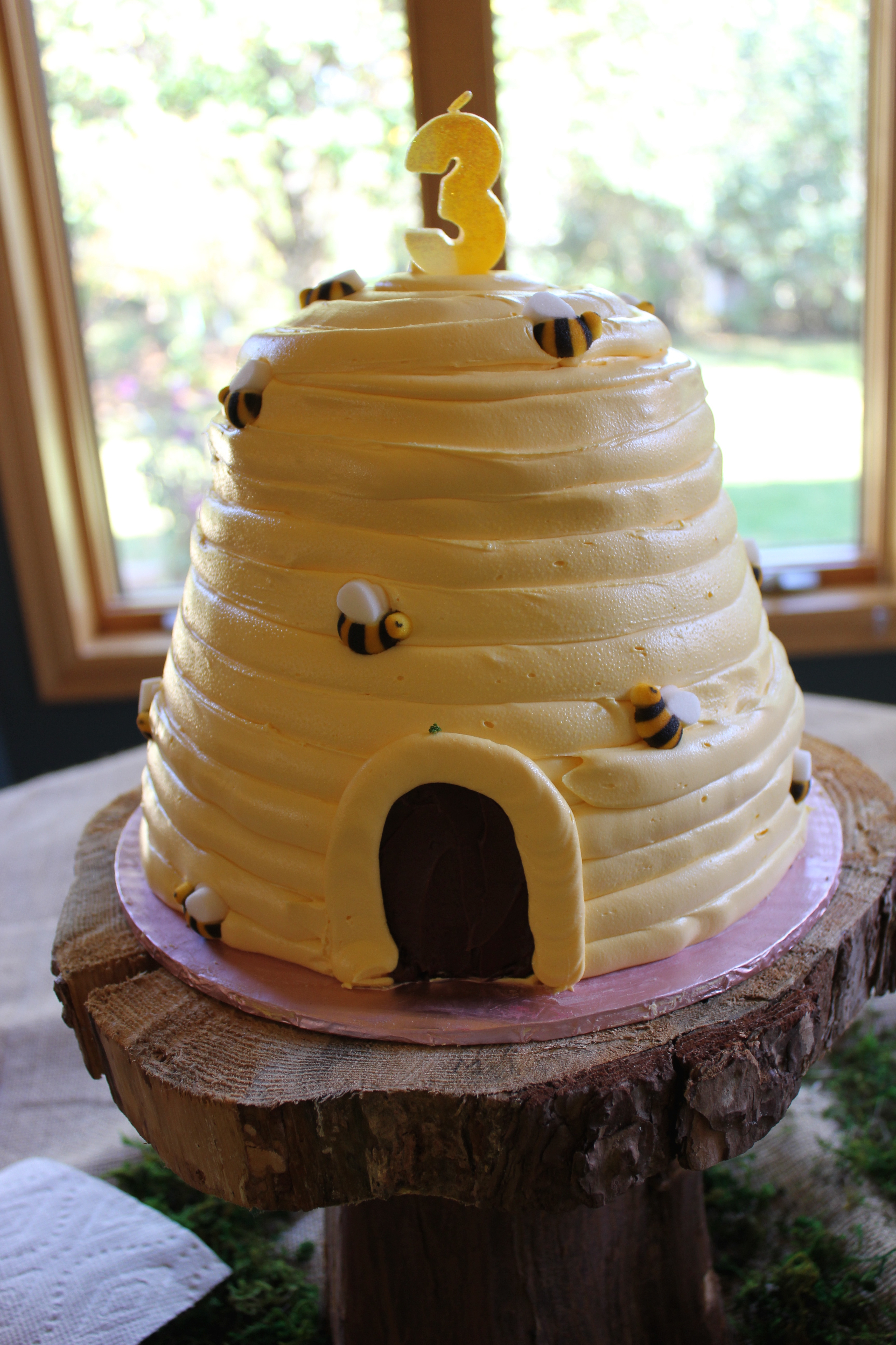 Beehive Birthday Cake for this Bee Themed Birthday Party