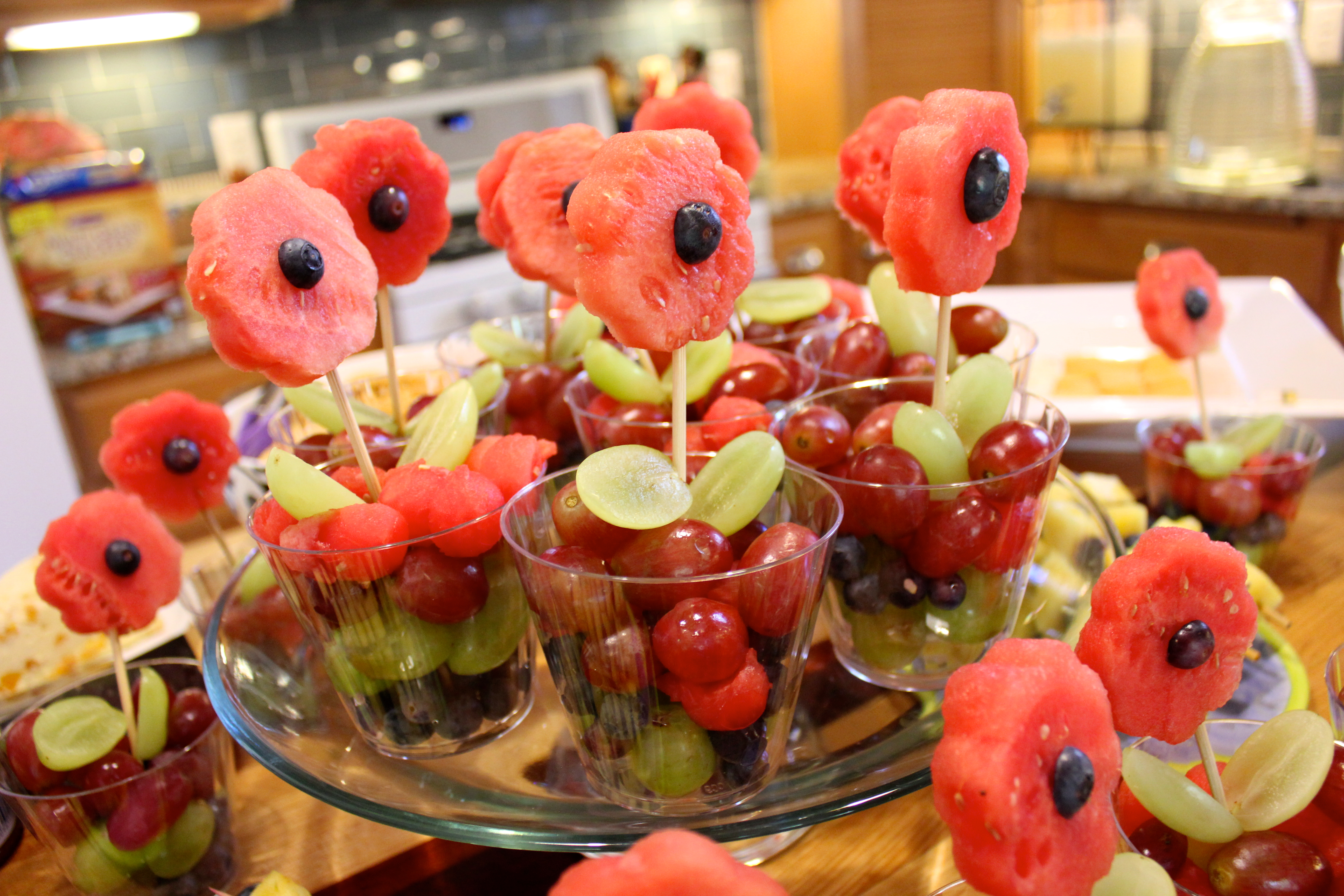 Flower Fruit Cups for this Bee Themed Birthday Party
