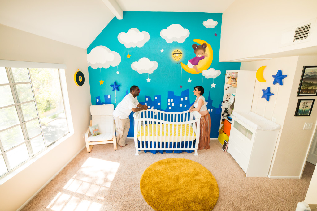 Nursery with Colorful Moon and Stars Mural - Project Nursery
