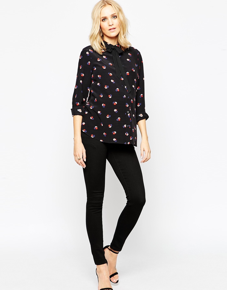 Maternity Blouse with Black Bow Tie from ASOS