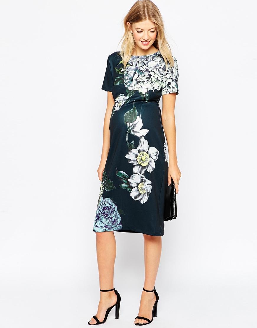 Maternity Floral Body-Conscious Midi Dress from ASOS