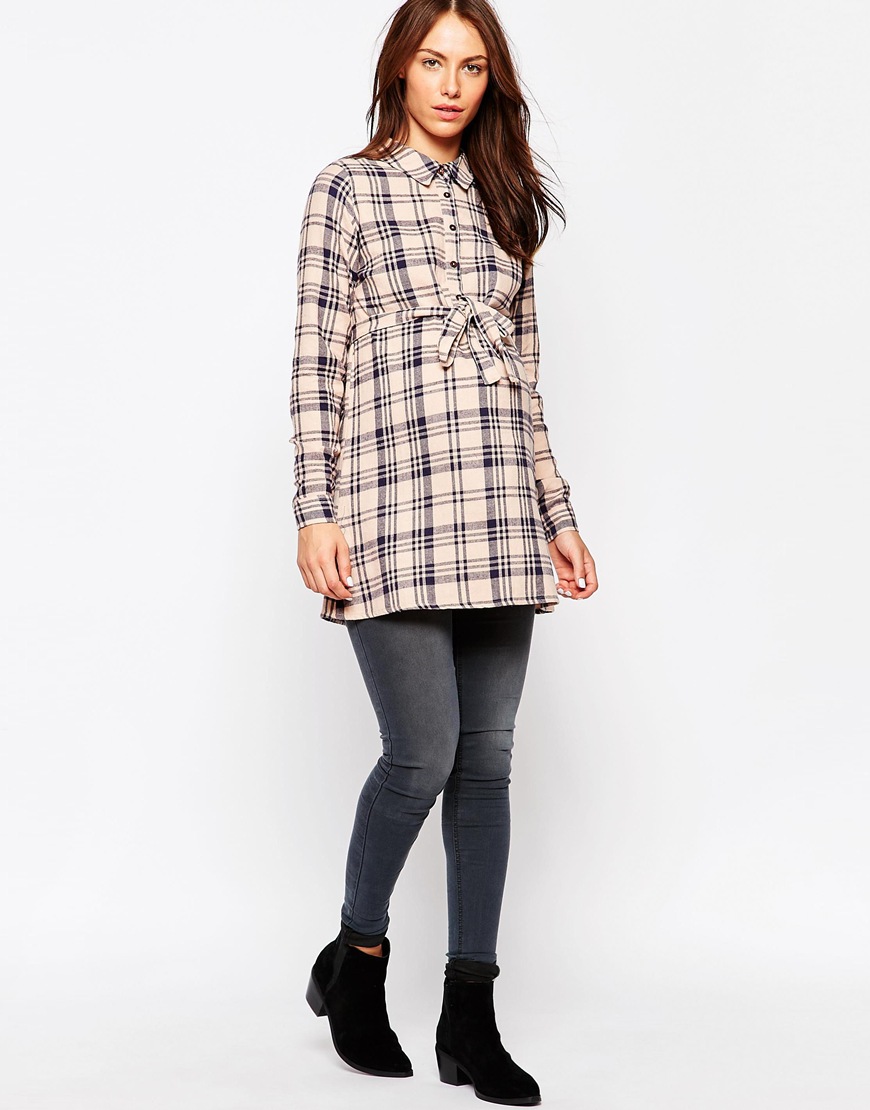 Belted Plaid Maternity Shirt from ASOS