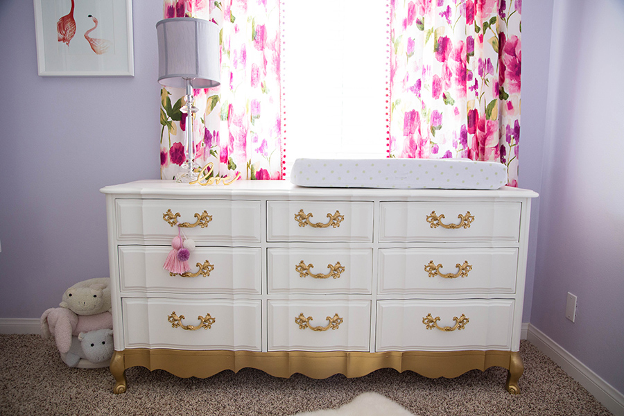 Refinished Dresser with Gold Painted Accents