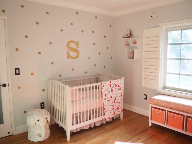 pink and gold baby room