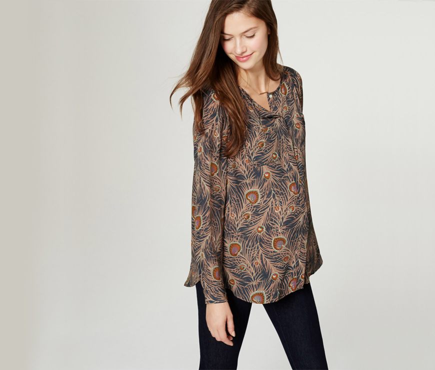 Maternity Collarless Utility Blouse from LOFT