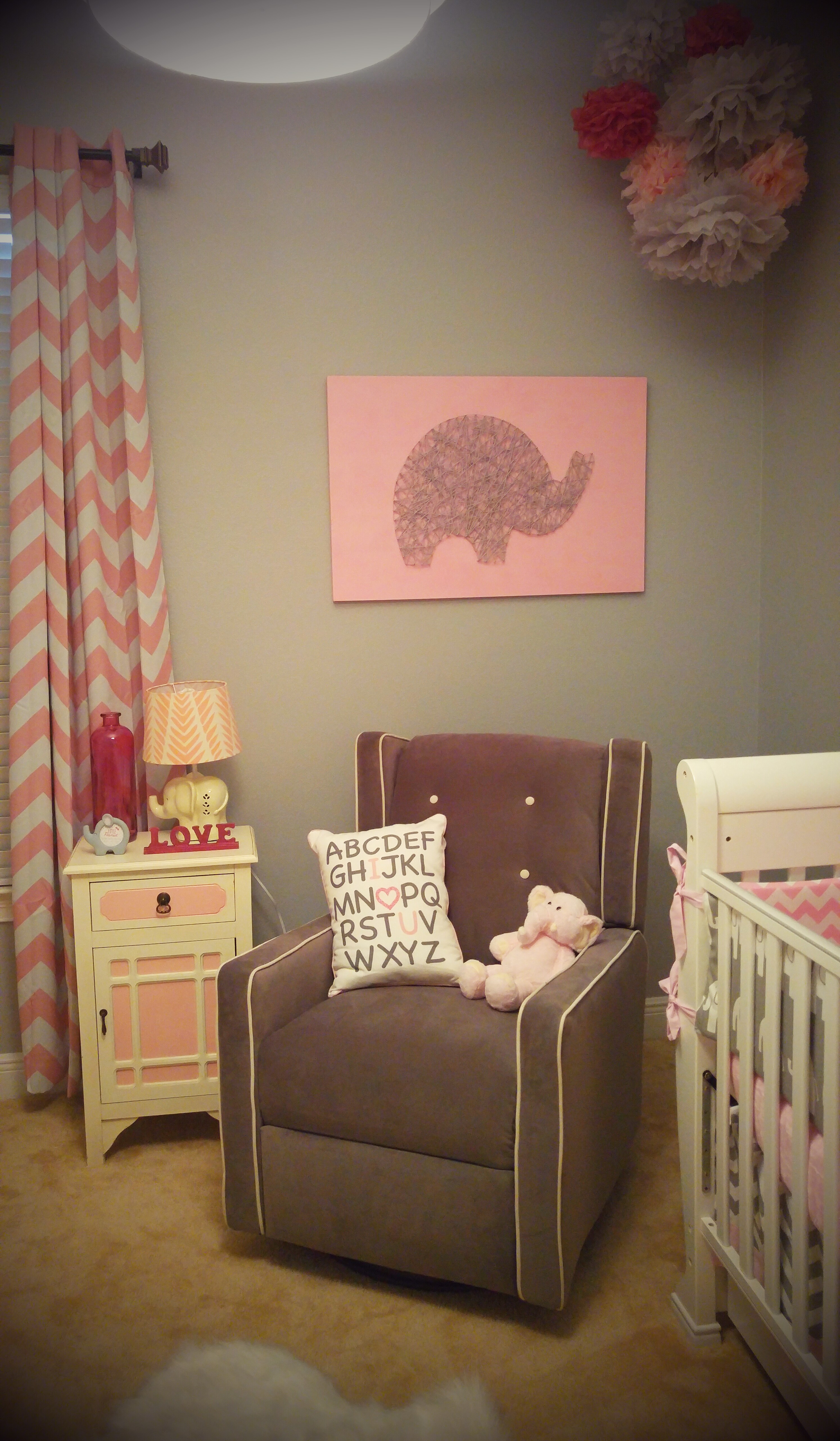 Baby Elephant String Art, Baby Name, Nursery Decor, Elephant
