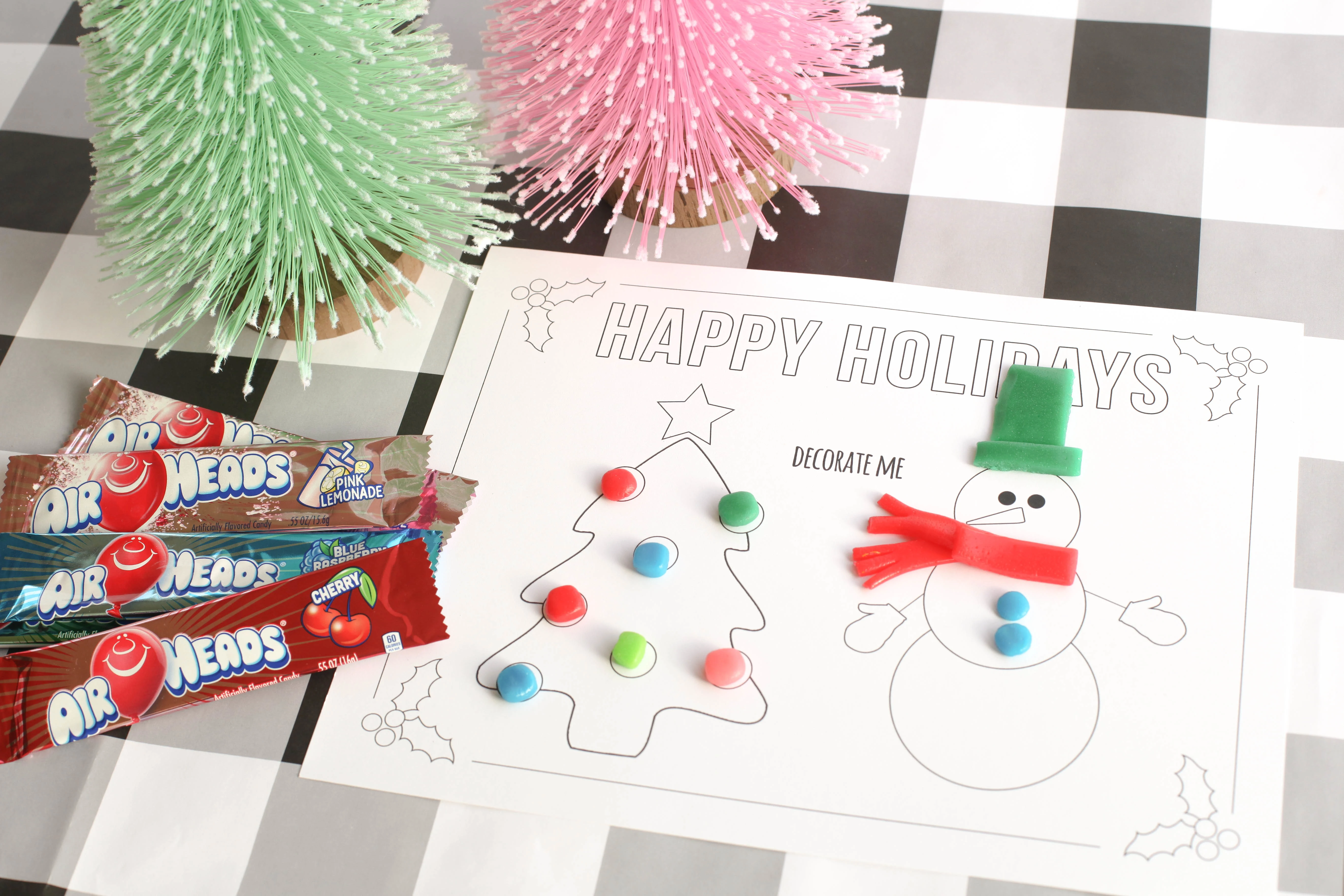 Printable Holiday Placemat for Decorating with Airheads