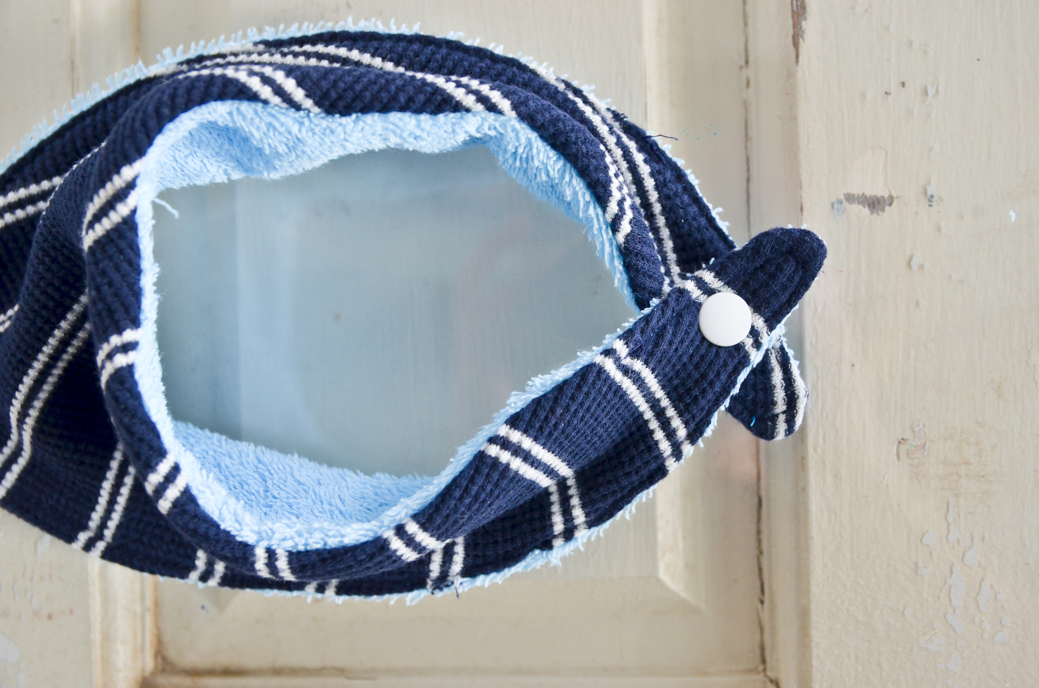 Bandanna Dribble Bib made with Blue Camouflage material 