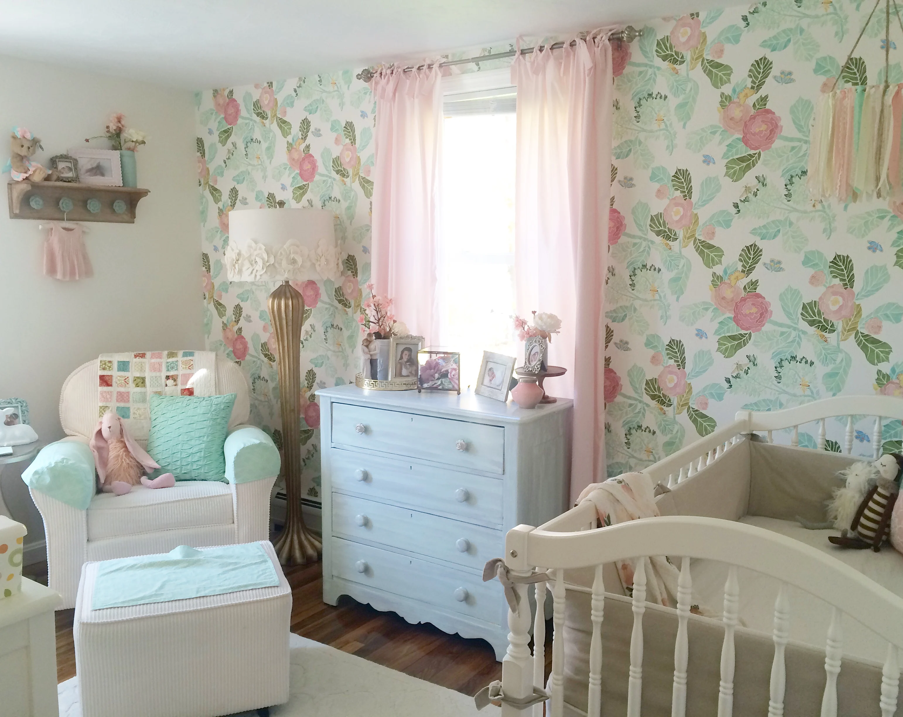 Shabby Chic Mint, Pink and Gold Nursery