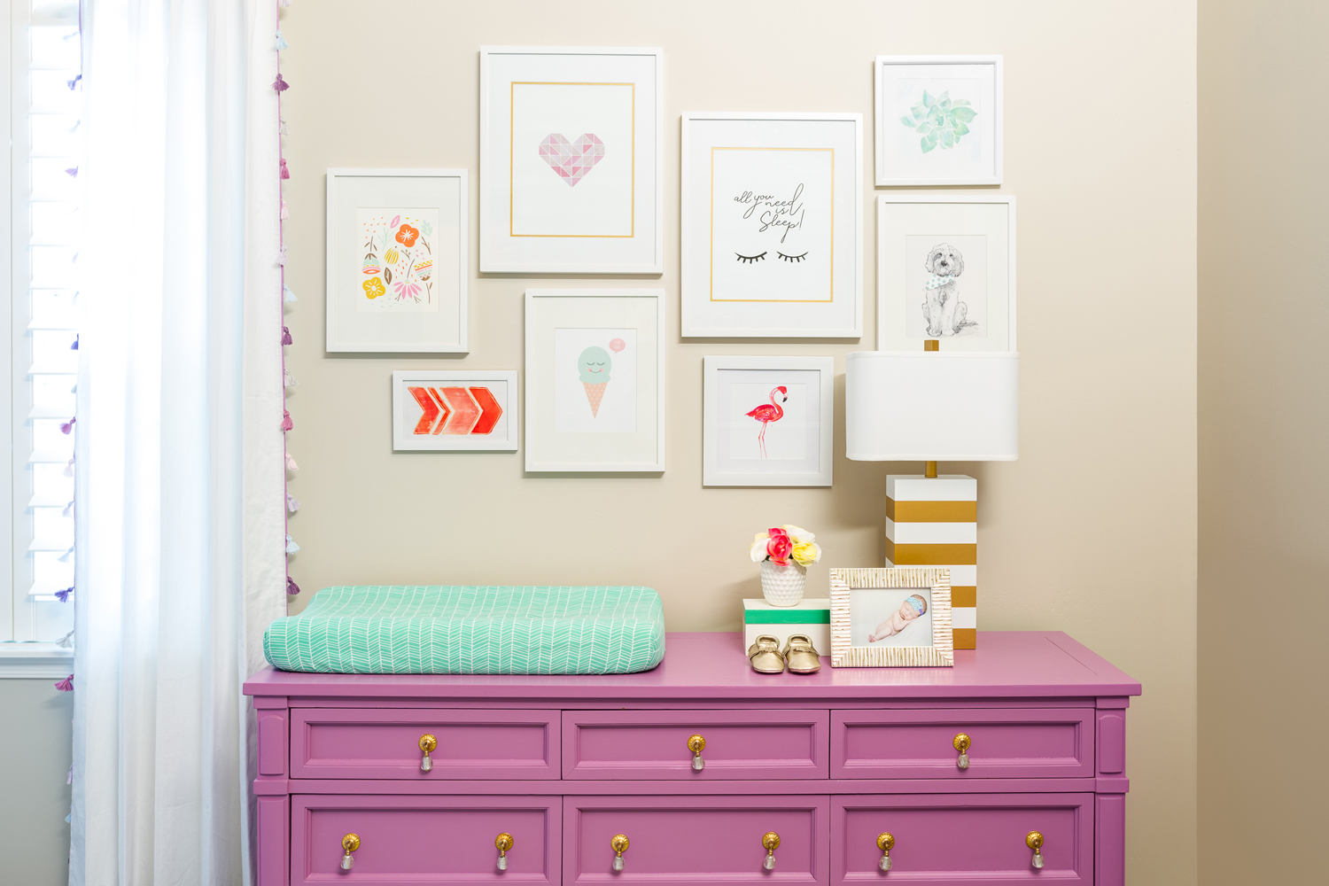 Purple Dresser and Gallery Wall