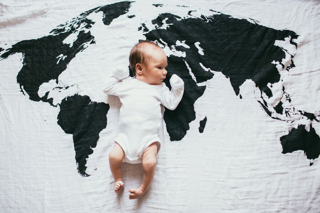 World Map Organic Muslin Swaddle