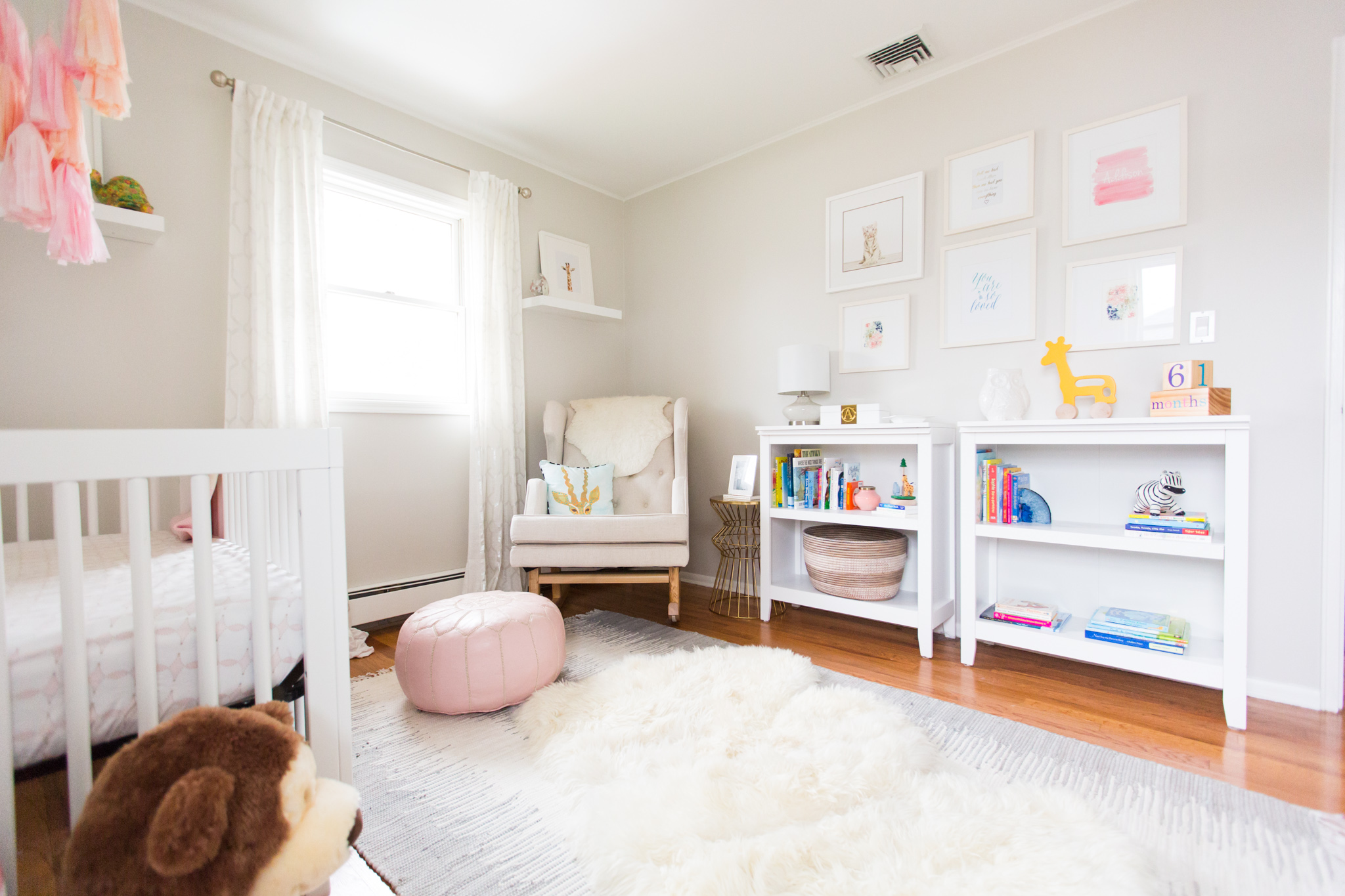 Nursery Gallery Wall in Gray and Pink Nursery