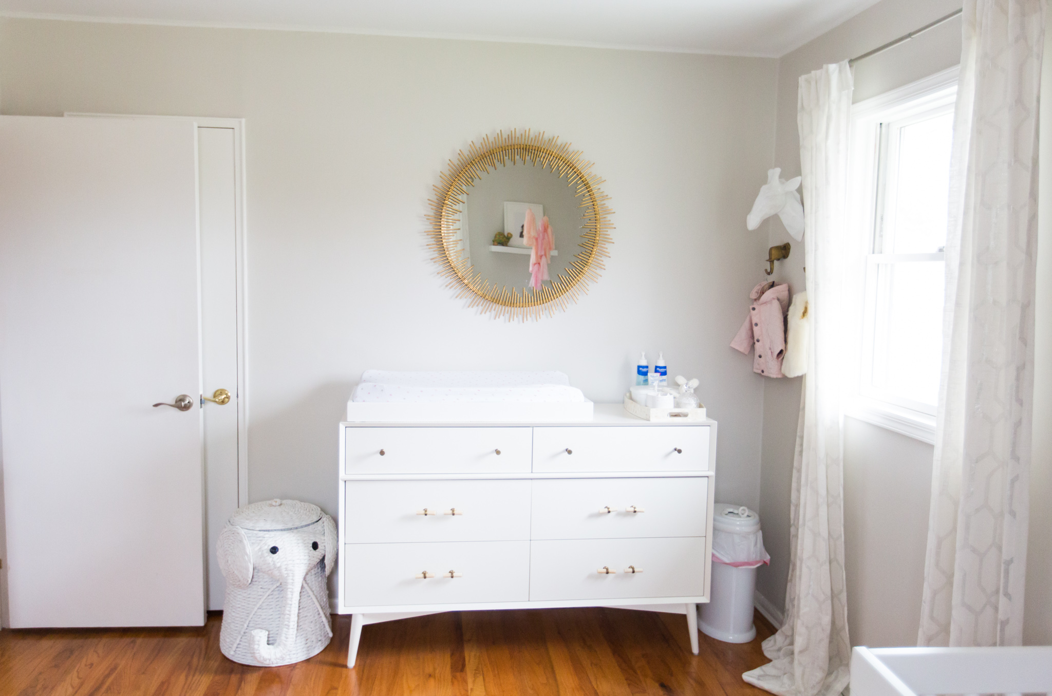 Mid-Century Inspired Dresser with Gold Mirror