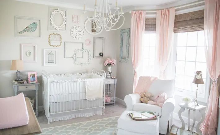 Gray, Pink and Turquoise Nursery