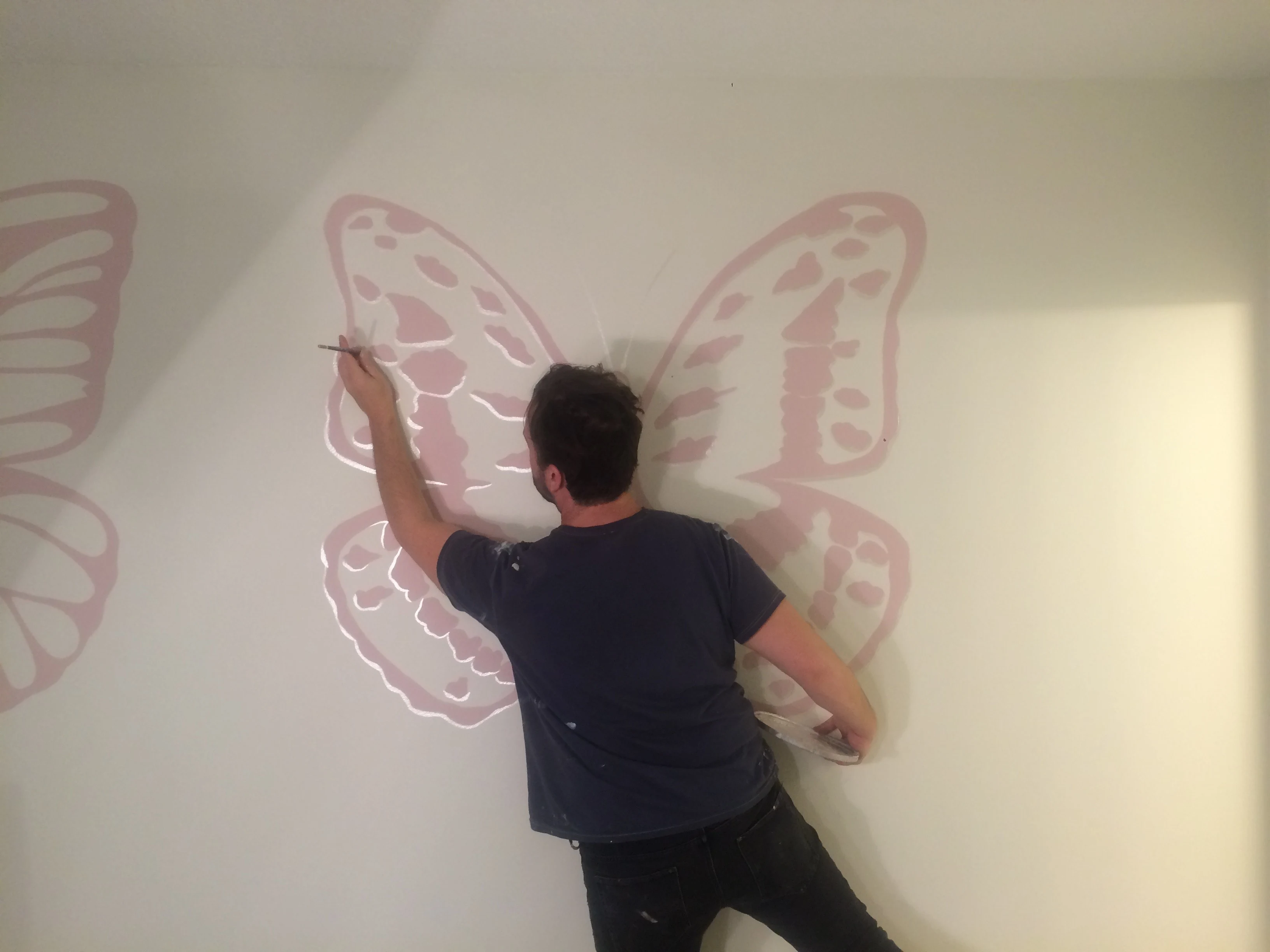 Rosy Pink Butterfly Mural